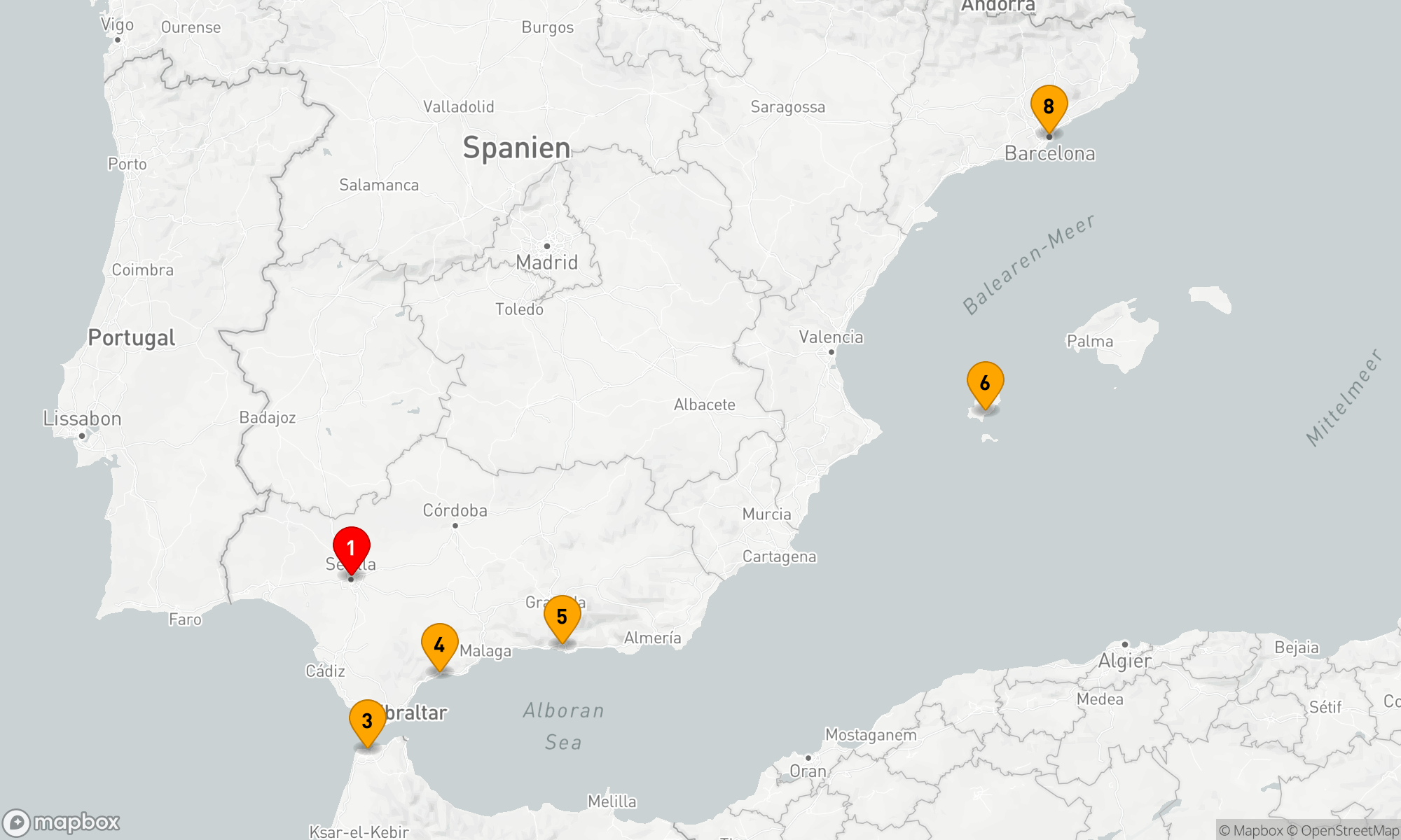 Route 7 Nächte - Mediterrane Traumreise: Von Sevilla nach Barcelona