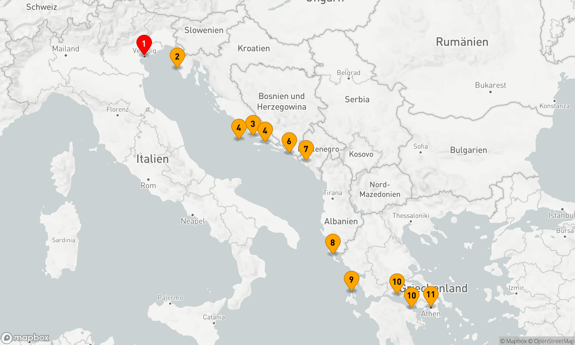 Route 10 Nächte - Mittelmeerzauber: Von Lagunen bis zur Antike