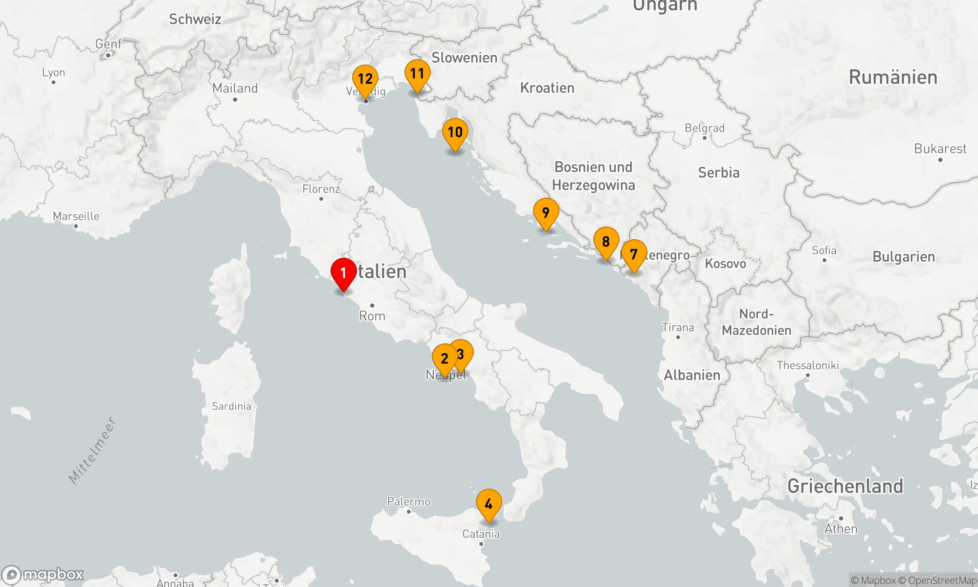 Route 11 Nächte - Italienische und Adriatische Träume