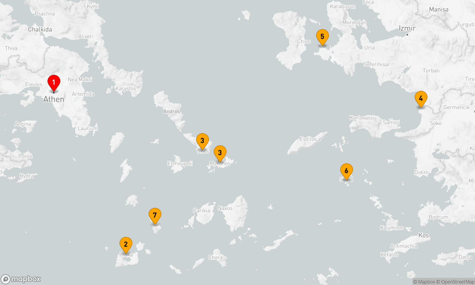 Route 7 Nächte - Ägäisches Inseltraum-Abenteuer