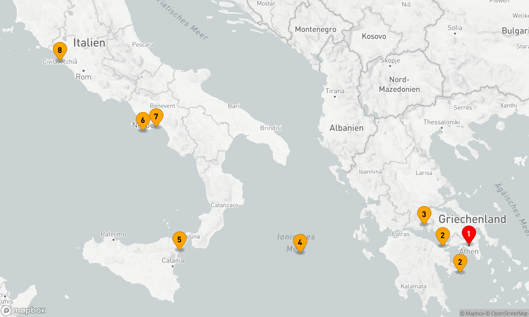 Route 7 Nächte - Mediterrane Entdeckungsreise: Von Athen nach Rom