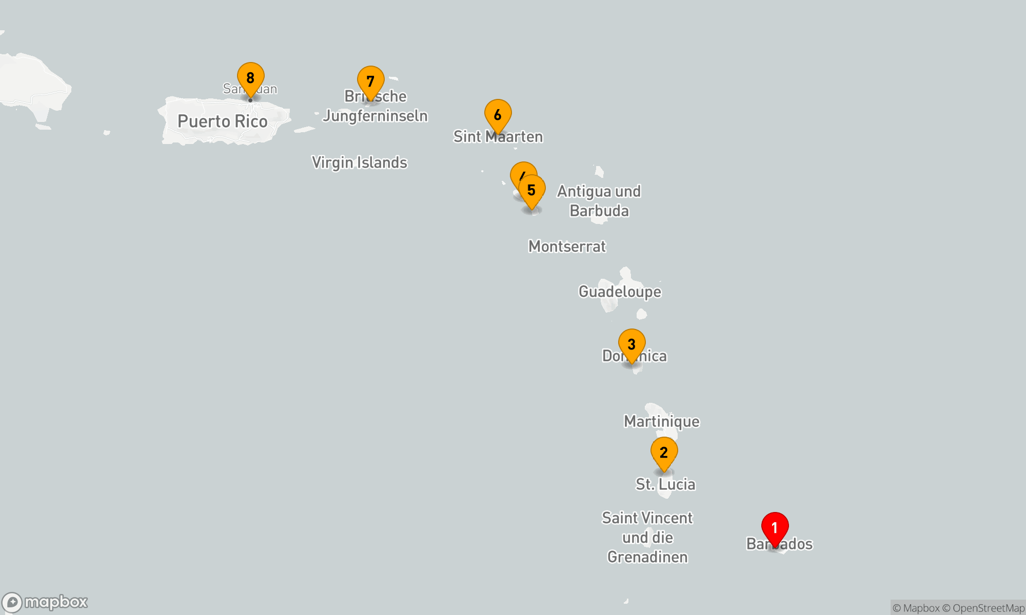Route 7 Nächte - OSTKARIBISCHE KREUZFAHRT: BARBADOS,  SAINT LUCIA & BRITISCHE JUNGFERNINSELN