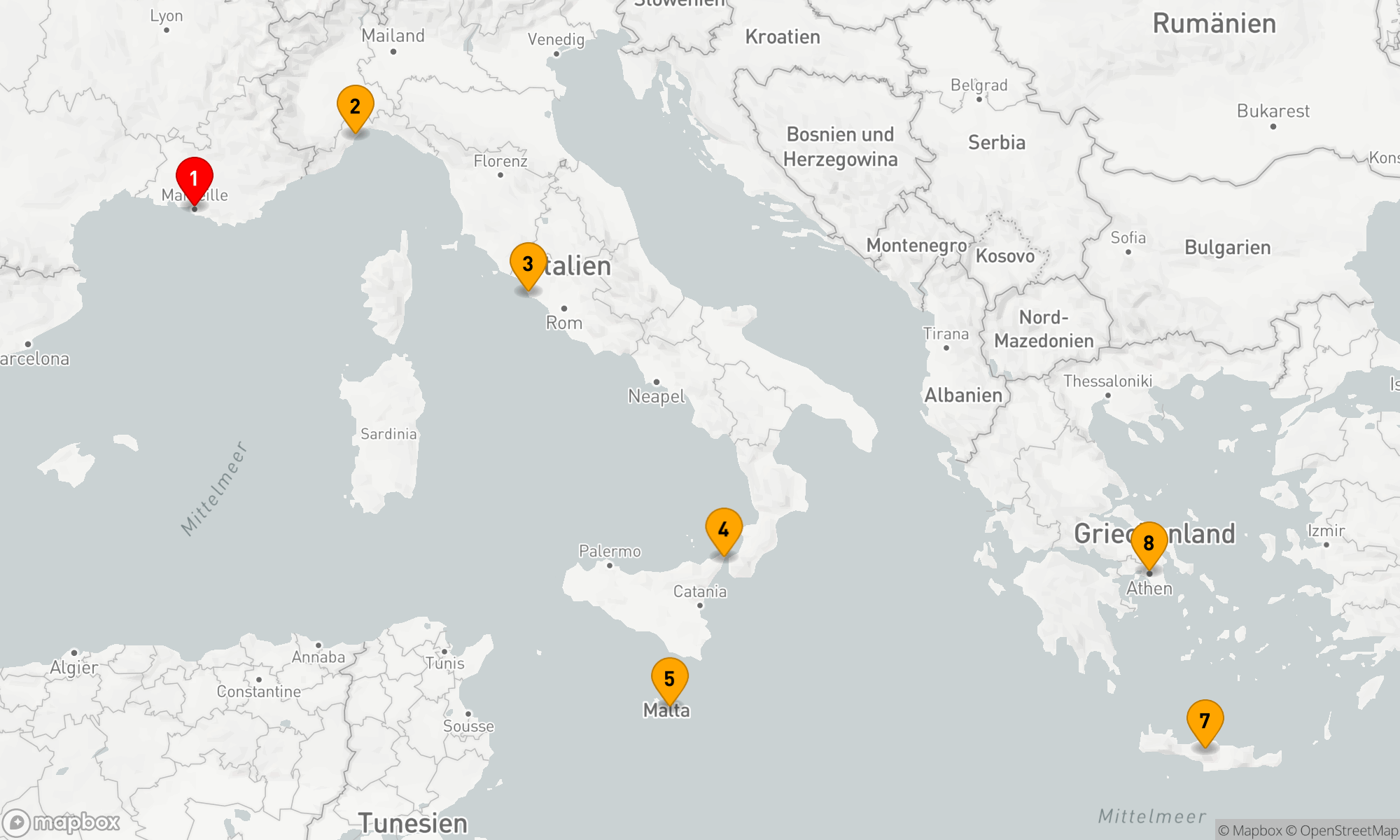 Route 7 Nächte - Mittelmeerzauber: Von Frankreich bis zur Ägäis