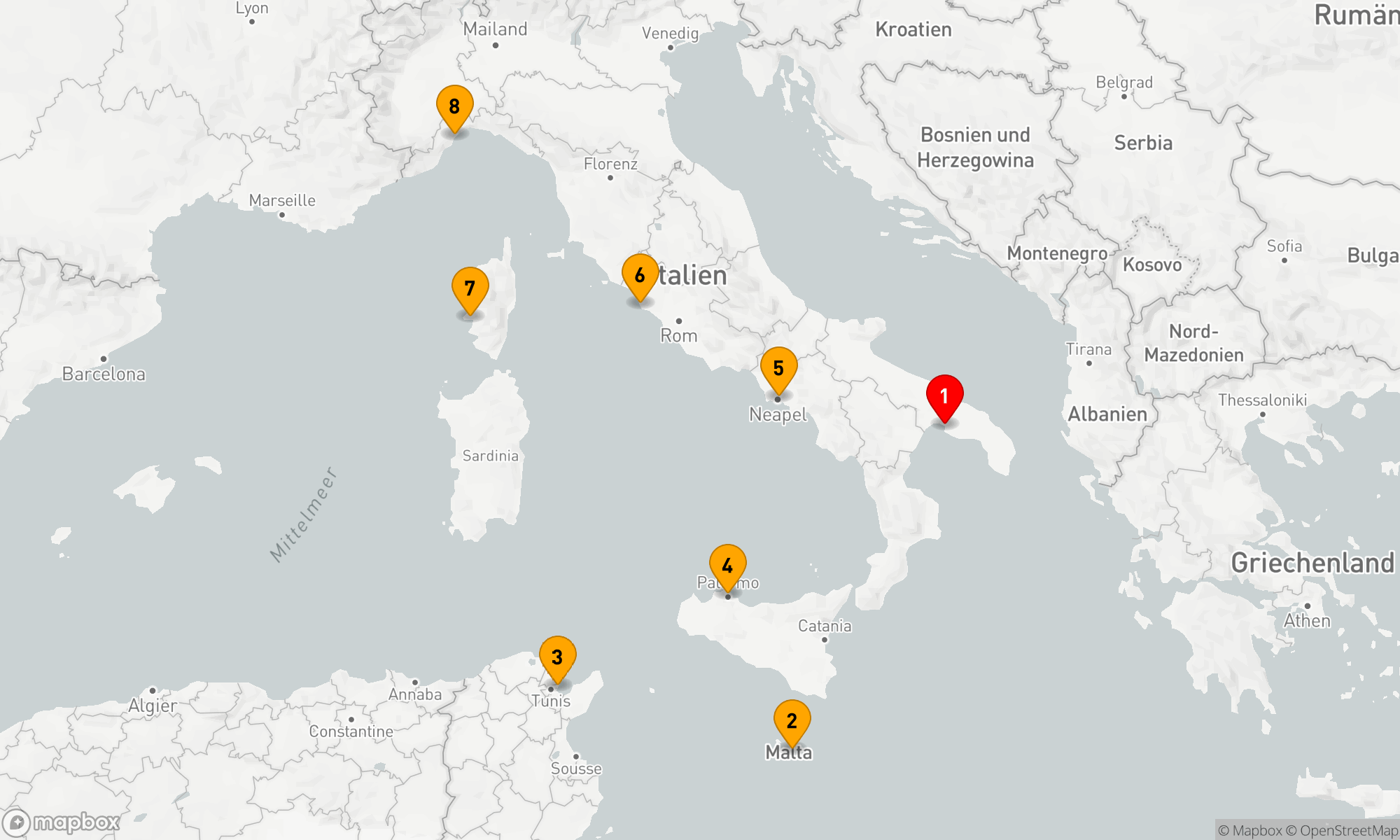 Route 7 Nächte - Mittelmeerzauber von Küste zu Küste