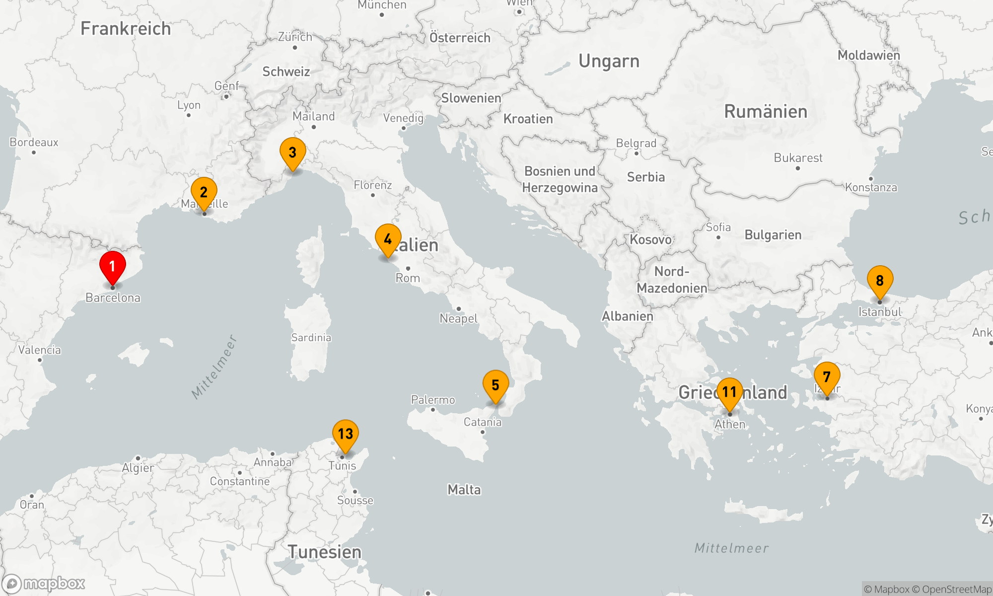 Route 14 Nächte - Mittelmeerzauber: Metropolen,  Geschichte und Kultur