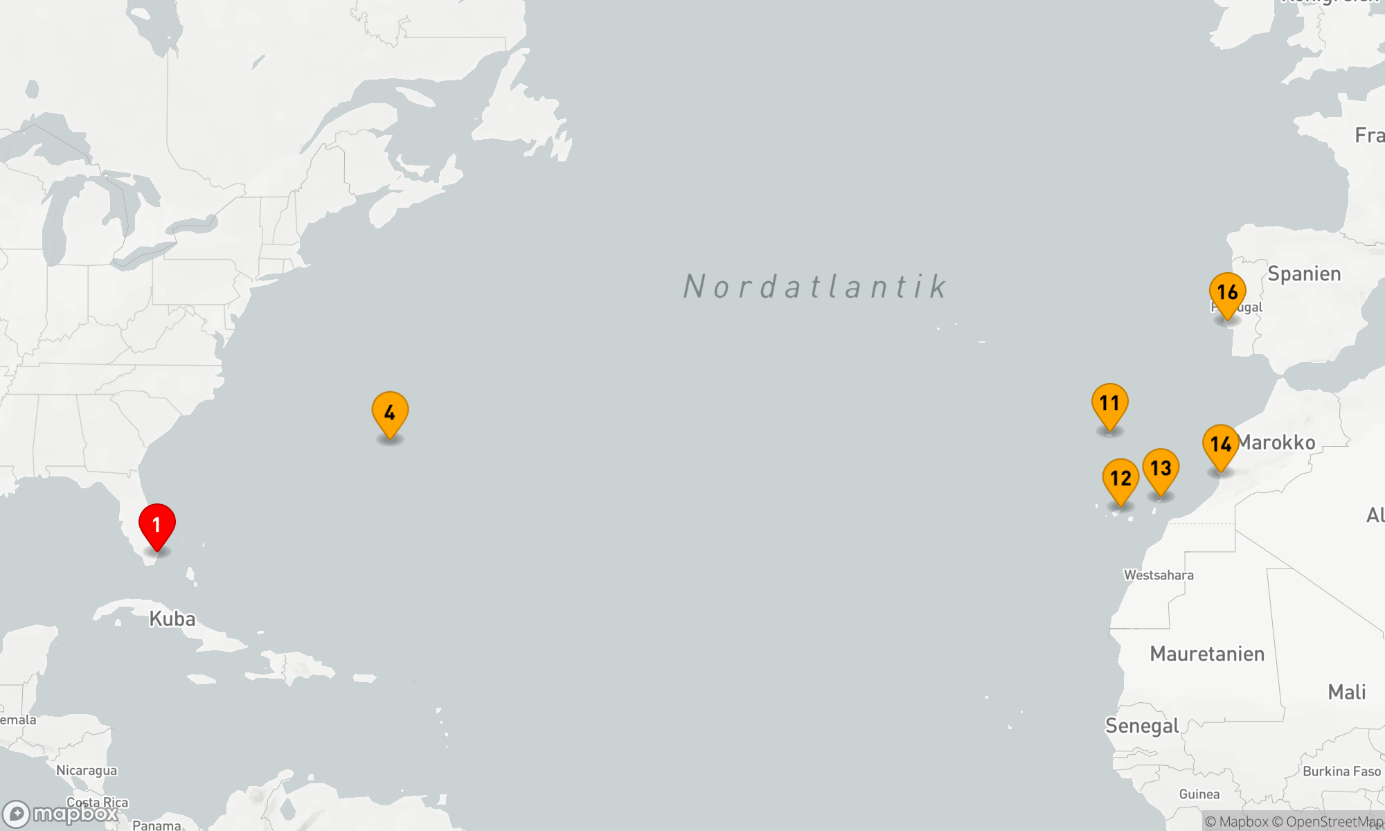 Route 15 Nächte - EASTERN ATLANTIC CROSSING