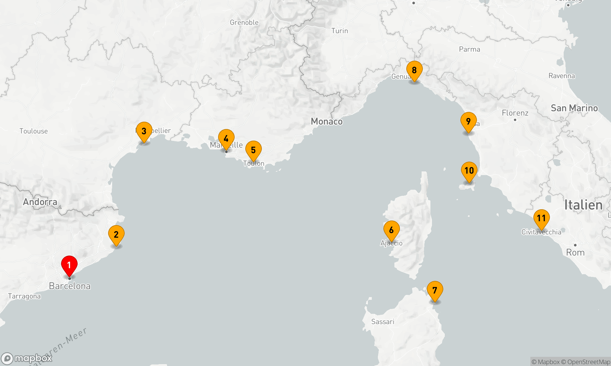Route 10 Nächte - CHARMED RIVIERAS