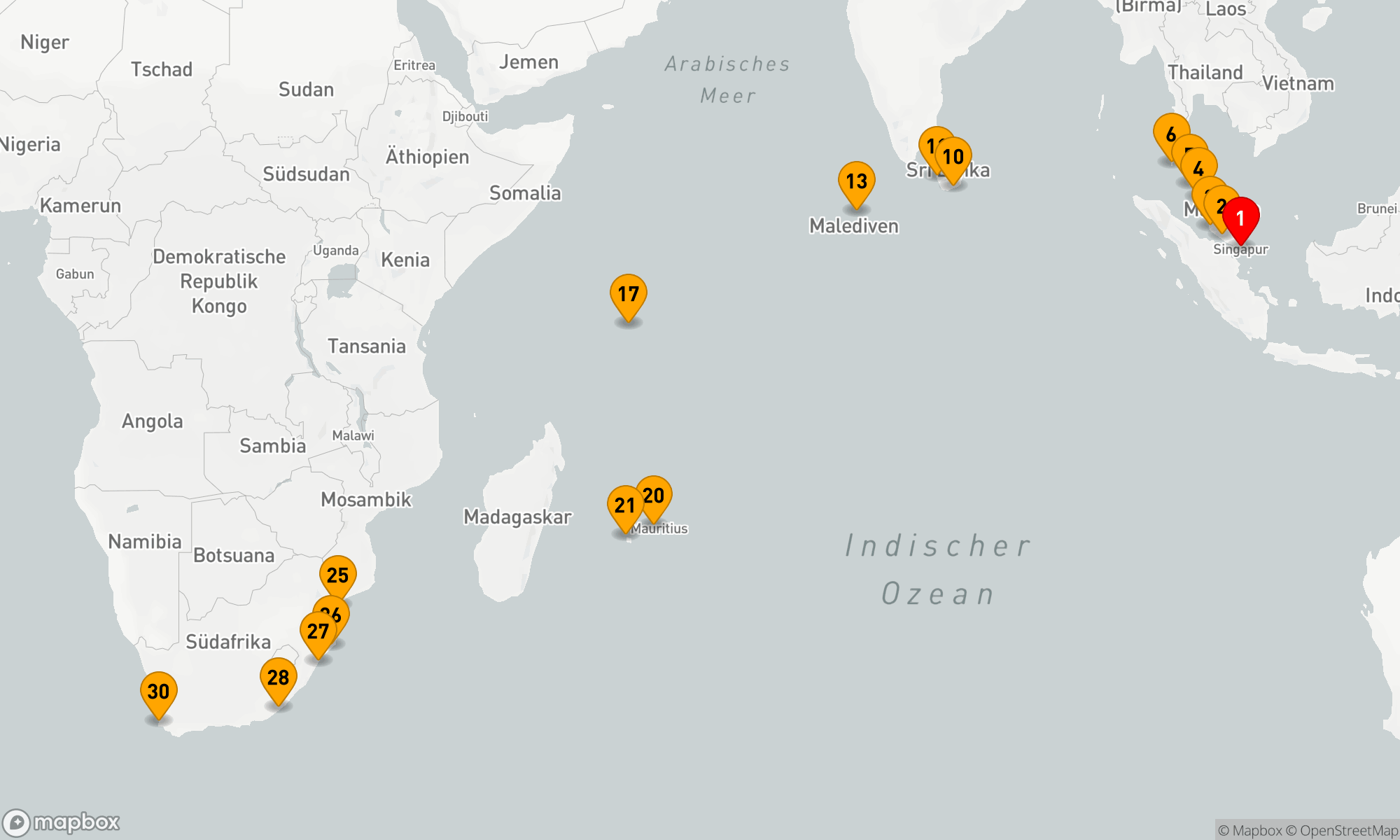 Route 30 Nächte - ASIA & AFRICA MARINER