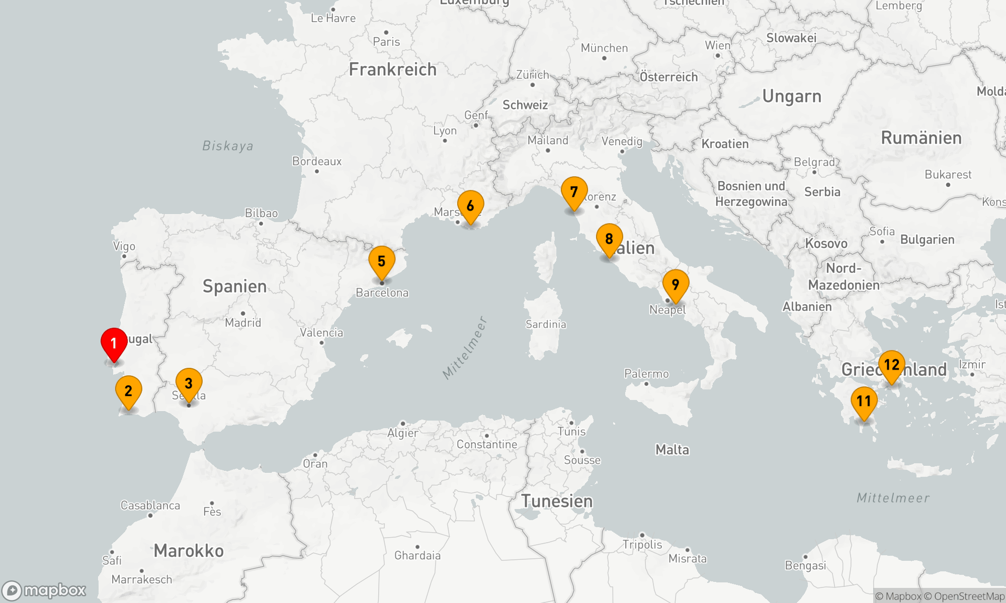 Route 11 Nächte - LEGENDARY MEDITERRANEAN