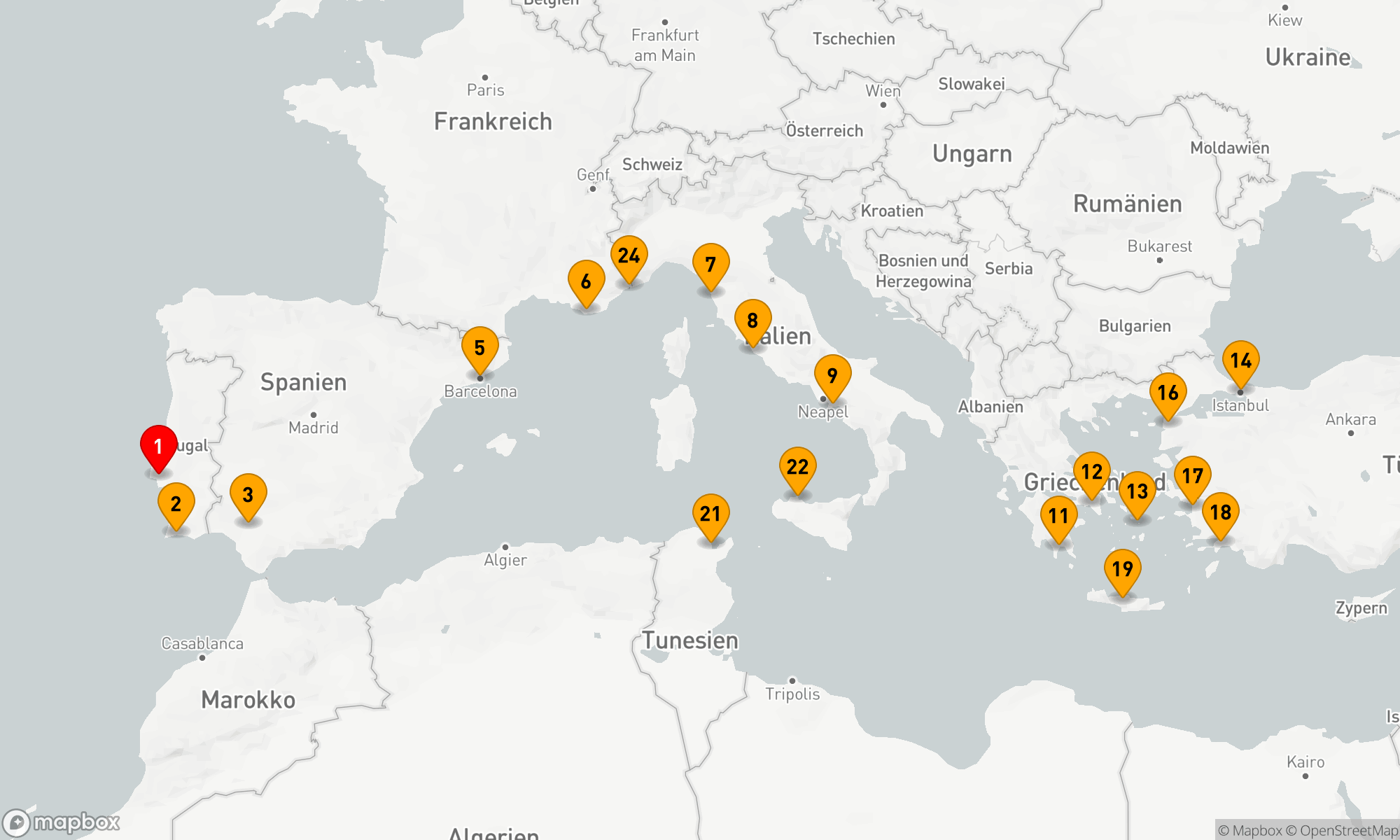 Route 23 Nächte - MEDITERRANEAN CONSTELLATION