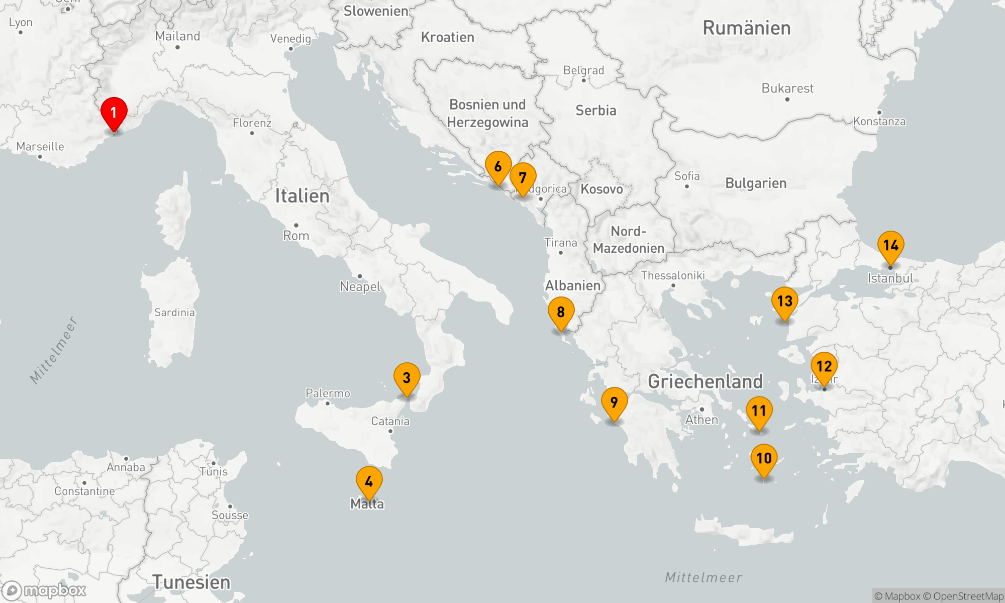 Route 14 Nächte - ADRIATIC & AEGEAN RADIANCE
