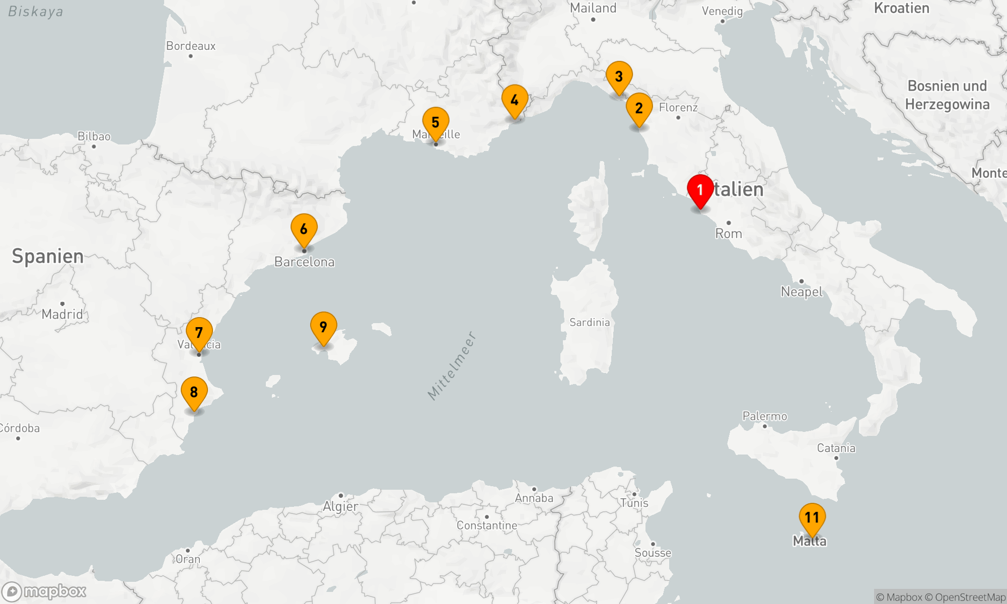 Route 10 Nächte - COASTAL MEDITERRANEAN GEMS