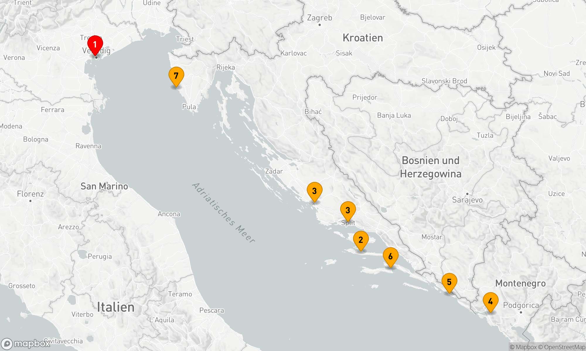 Route 7 Nächte - Highlights Kroatiens