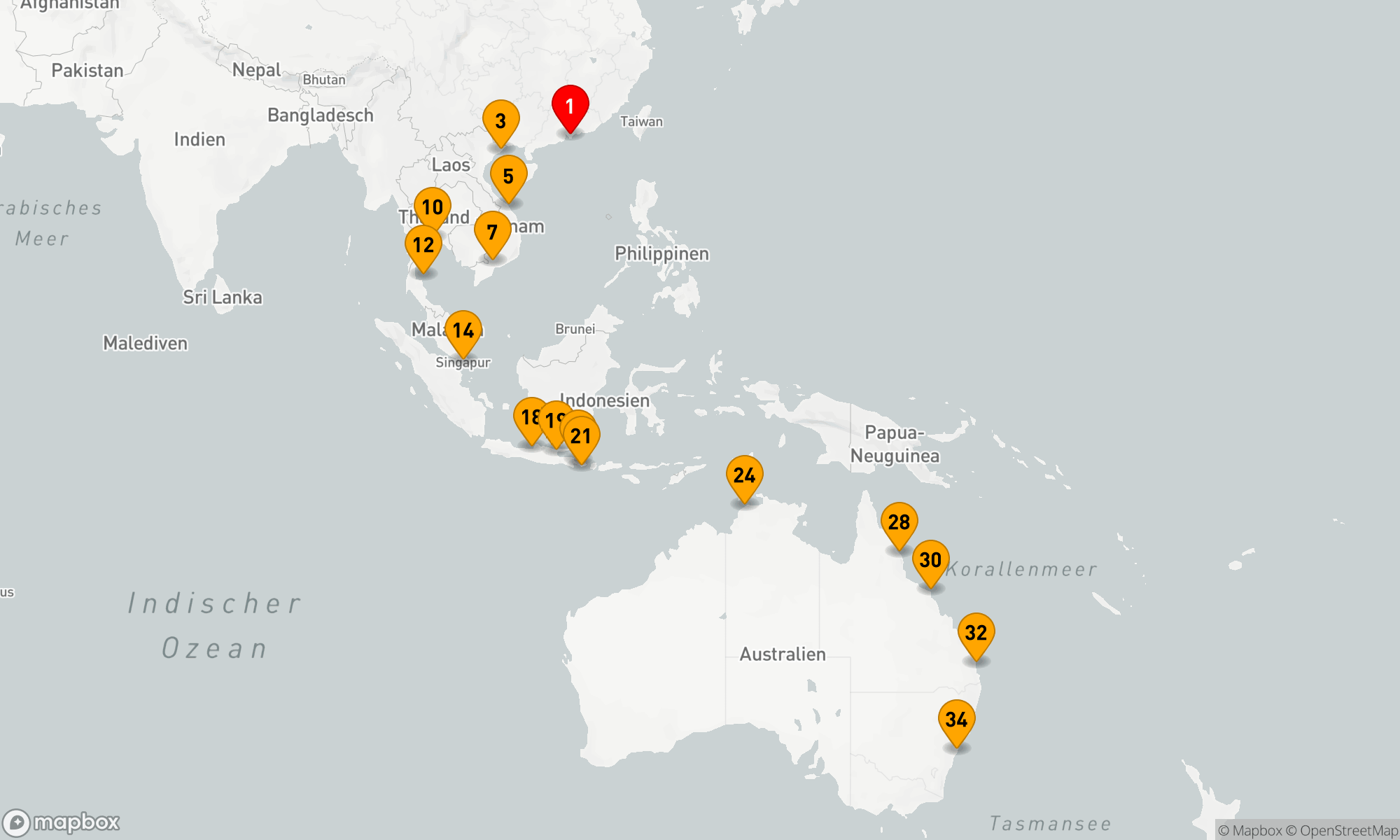Route 34 Nächte - ASIEN & AUSTRALIEN KREUZFAHRT: HONGKONG,  SINGAPUR & SYDNEY