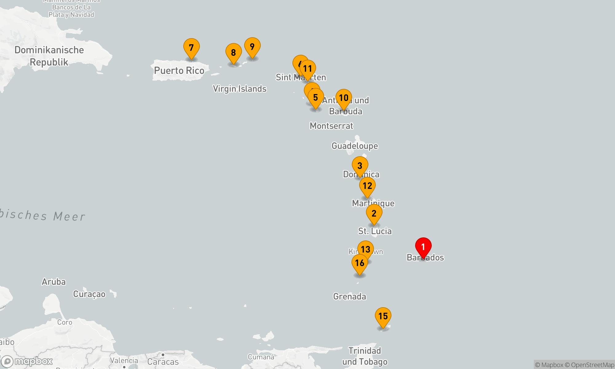 Route 16 Nächte - KARIBISCHE WEIHNACHTSKREUZFAHRT: BARBADOS,  ST. LUCIA & ST. THOMAS