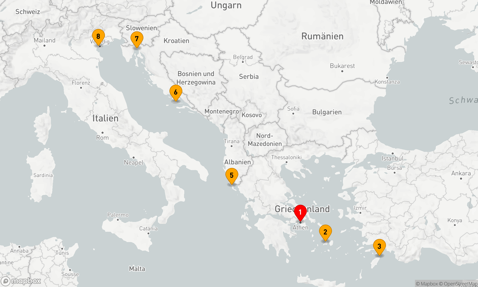 Route 7 Nächte - Odyssee durch das Ionische und Ägäische Meer