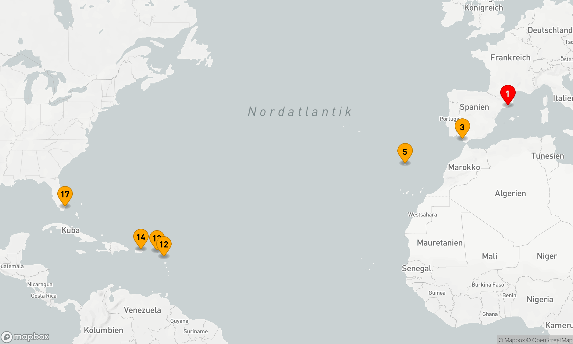 Route 16 Nächte - Entdeckungsreise über den Atlantik.