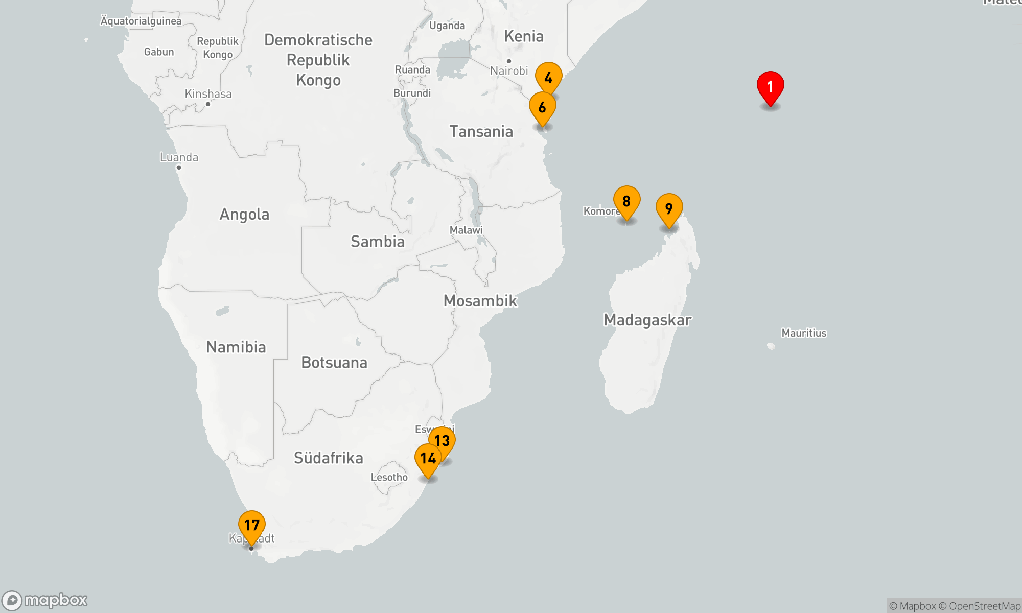 Route 17 Nächte - KREUZFAHRT ÖSTLICHES & SÜDLICHES AFRIKA: MOMBASA,  SANSIBAR & KAPSTADT