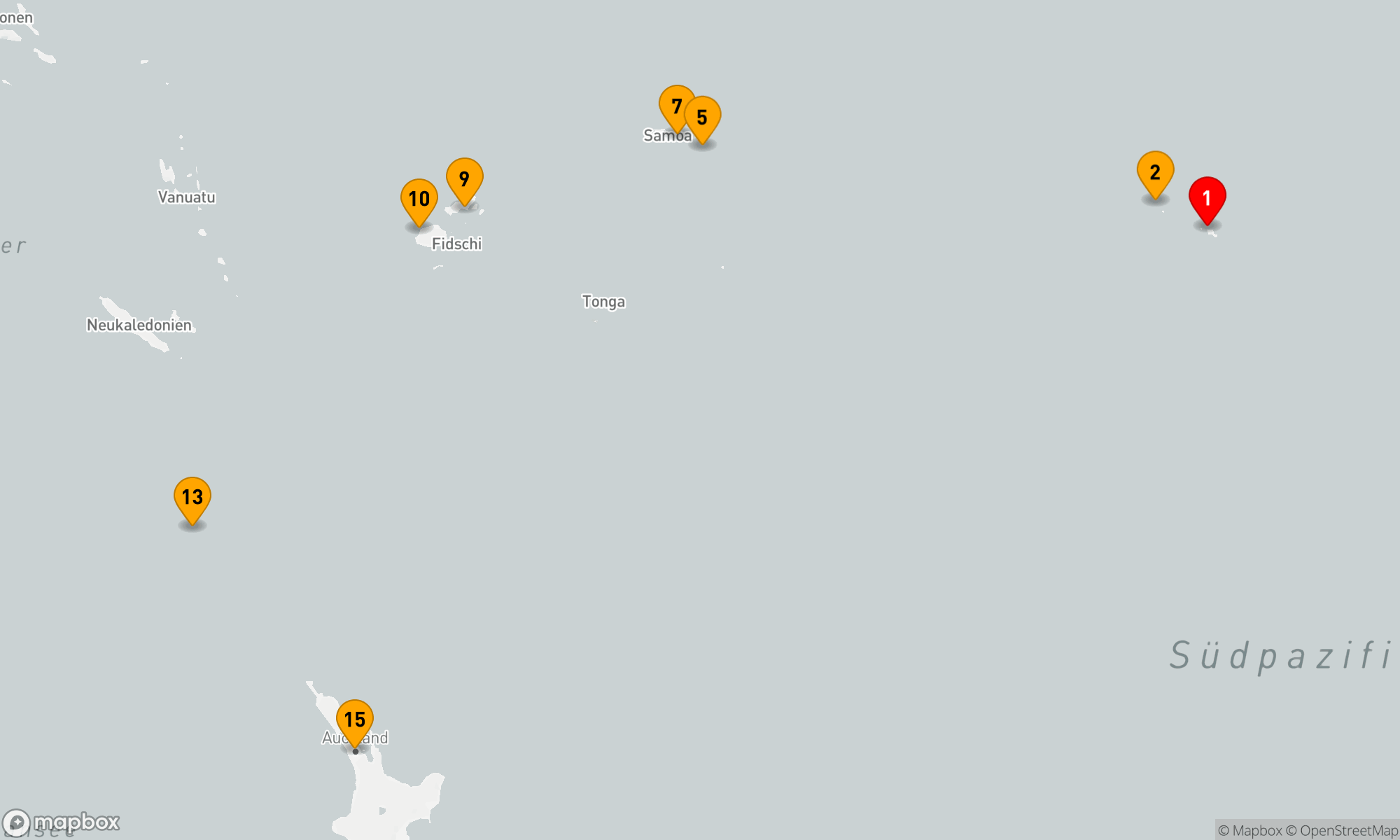 Route 15 Nächte - KREUZFAHRT IM SÜDPAZIFIK: TAHITI,  SAMOA & FIDSCHI