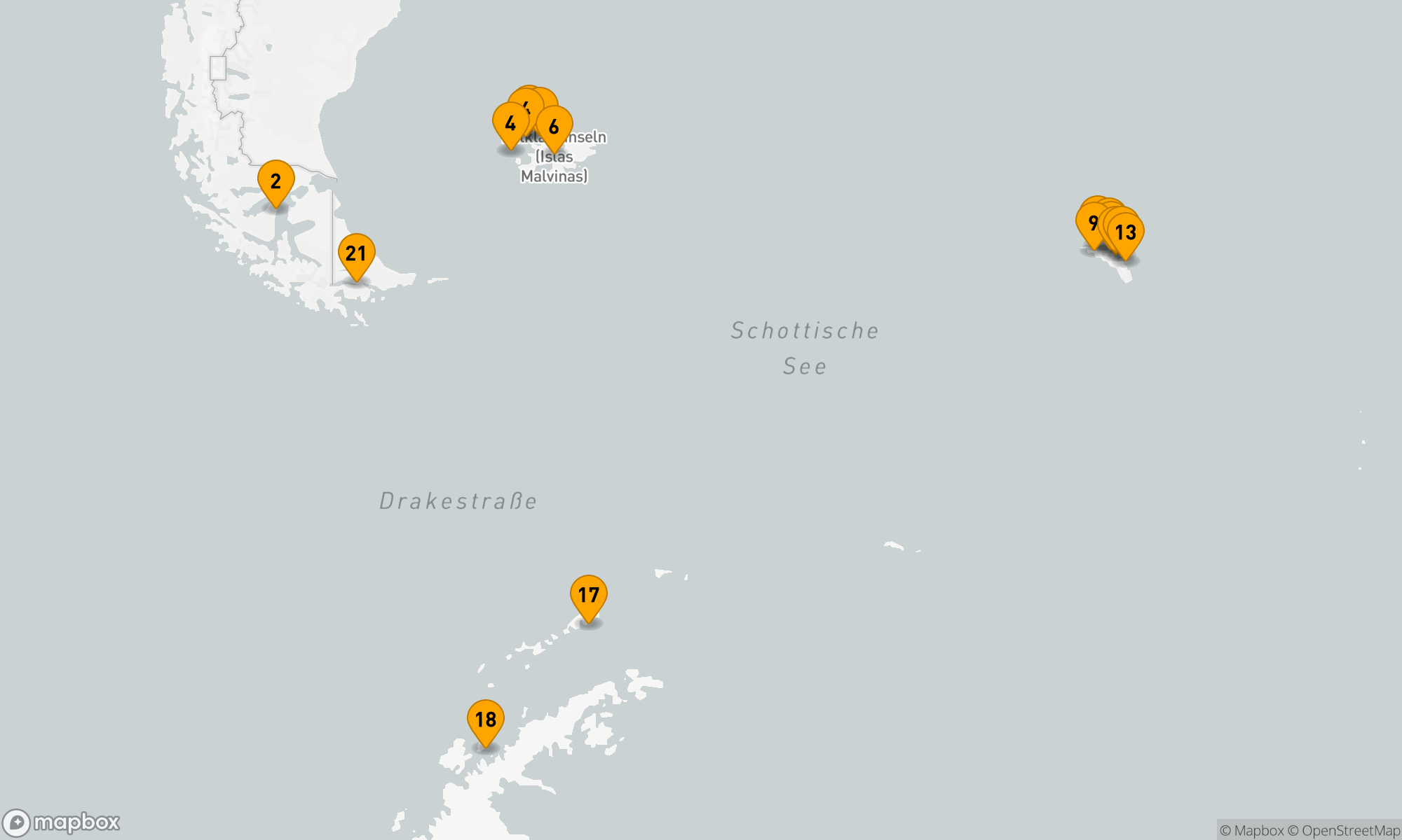 Route 22 Nächte - Expedition in die Antarktis,  Falkland und Südgeorgien