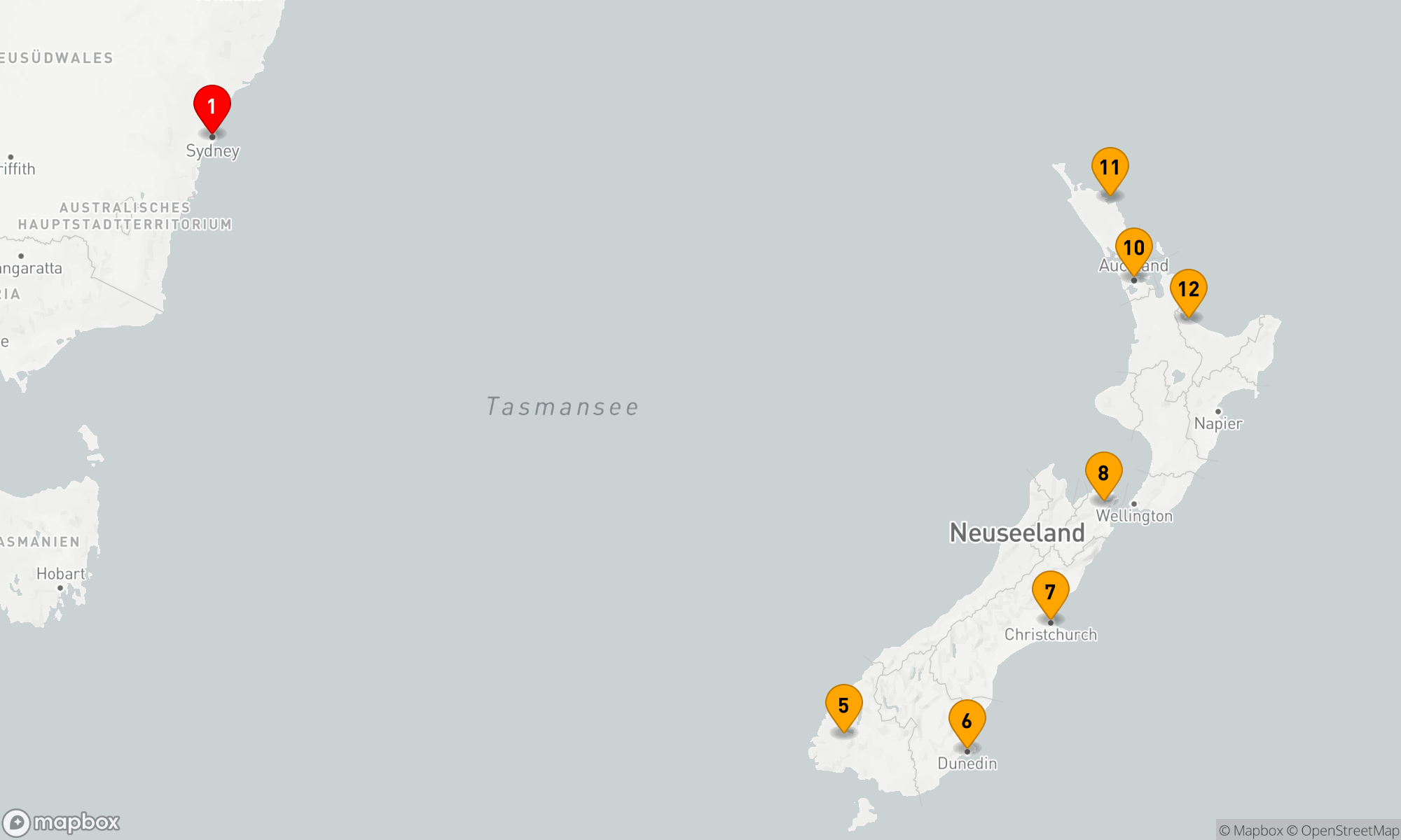 Route 15 Nächte - Neuseeland