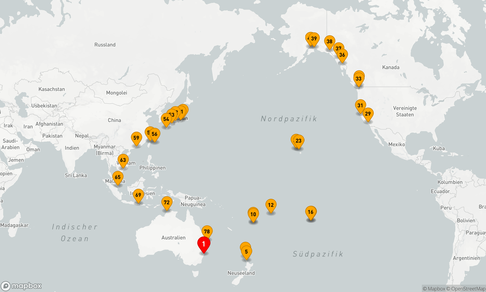 Route 79 Nächte - Circle Pacific (Hin- und Rückfahrt Sydney)