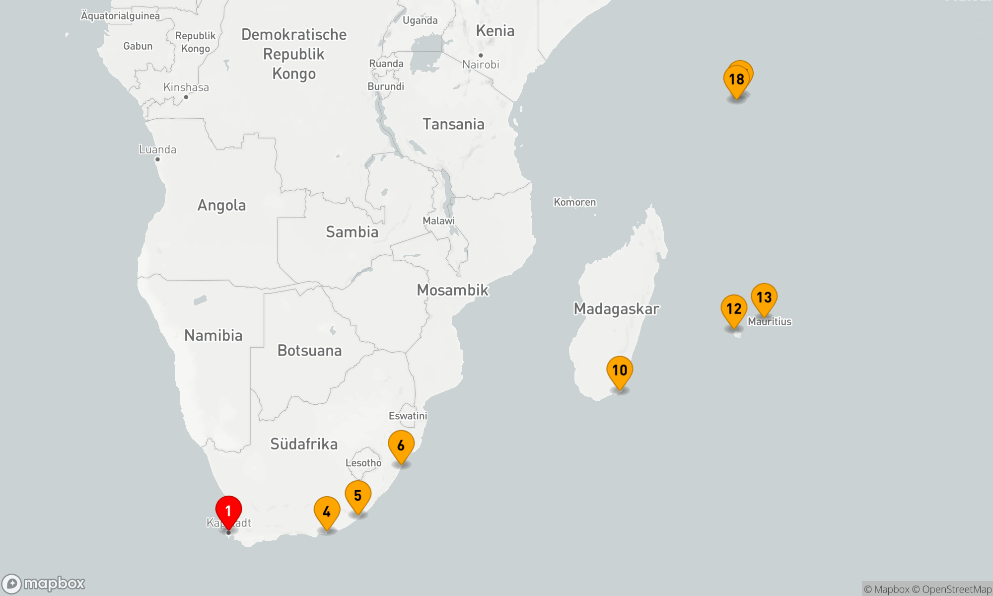 Route 18 Nächte - Ziele im Indischen Ozean