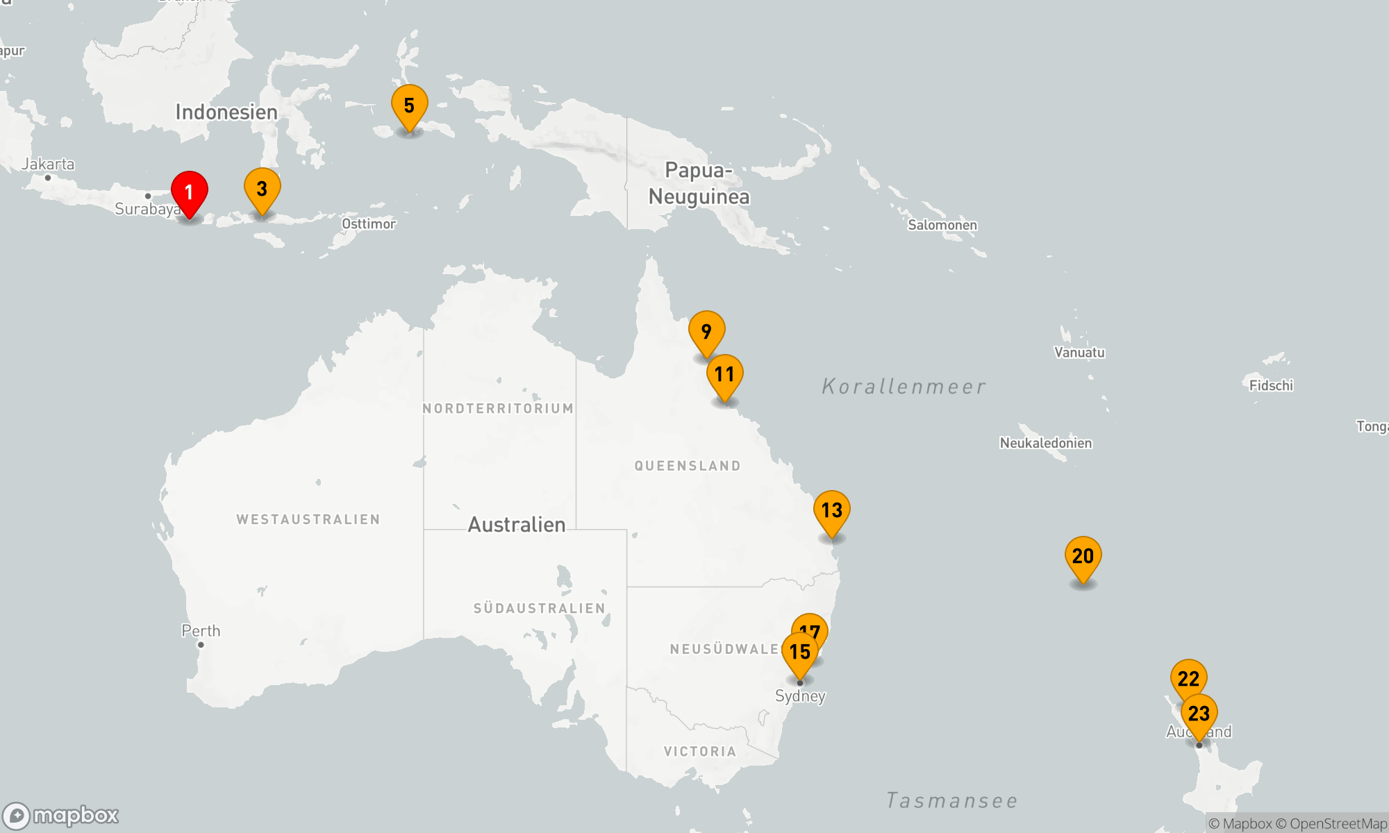 Route 23 Nächte - Von Bali nach Neuseeland