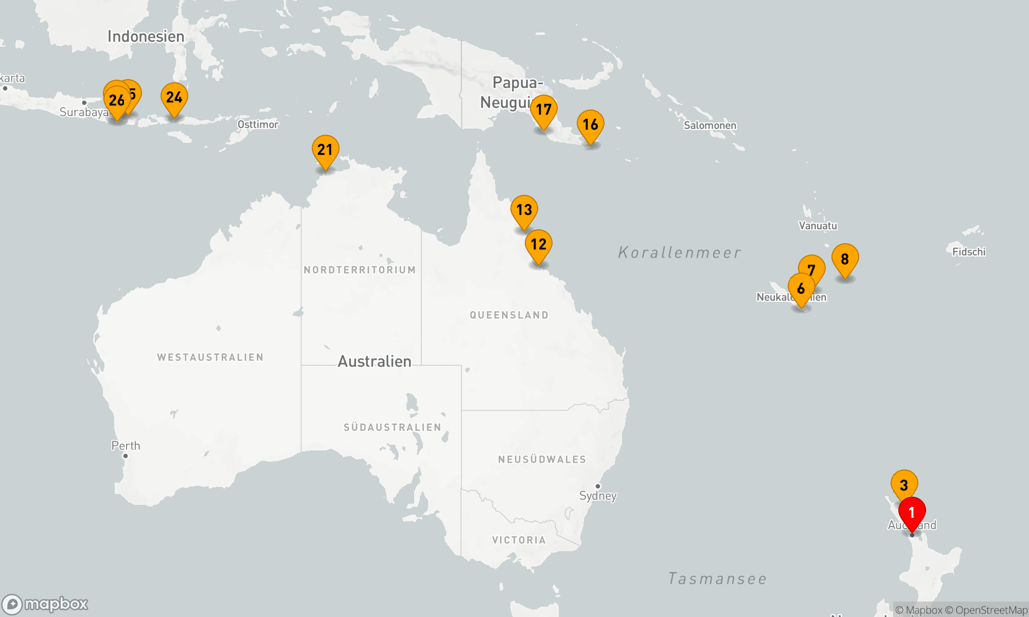 Route 26 Nächte - Von Neuseeland bis Indonesien