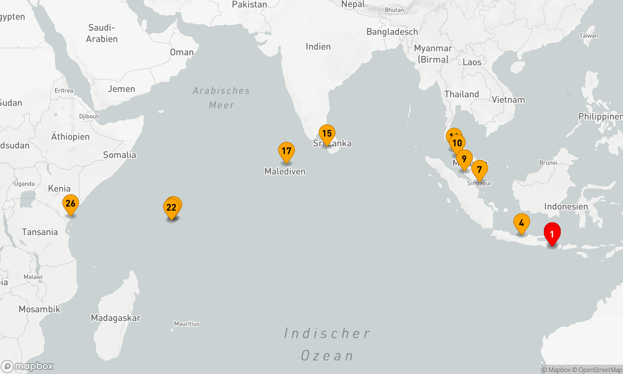 Route 26 Nächte - Von Bali aus bis Afrika