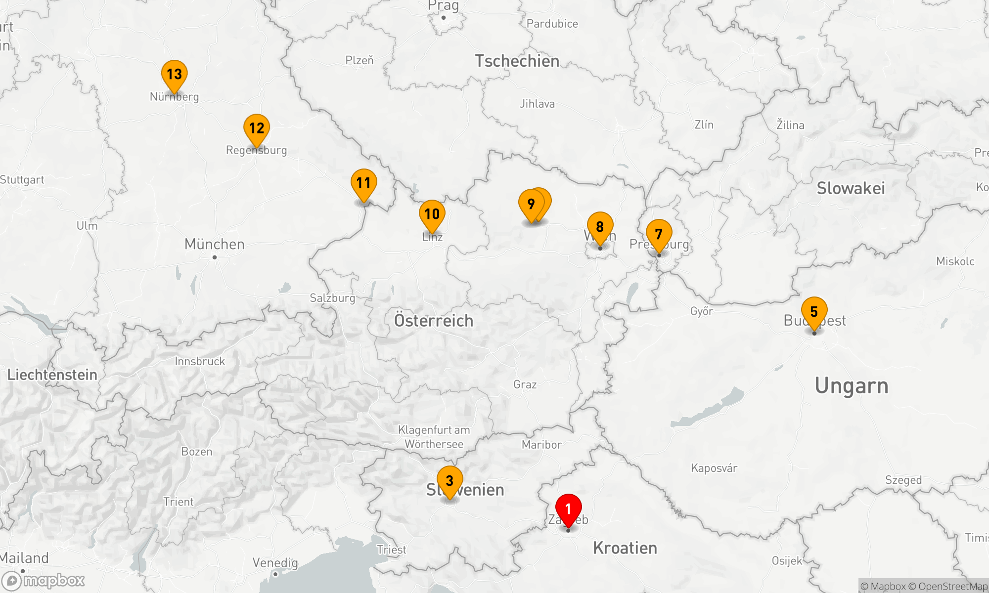 Route 13 Nächte - Donau im Detail mit Ljubljana & Zagreb