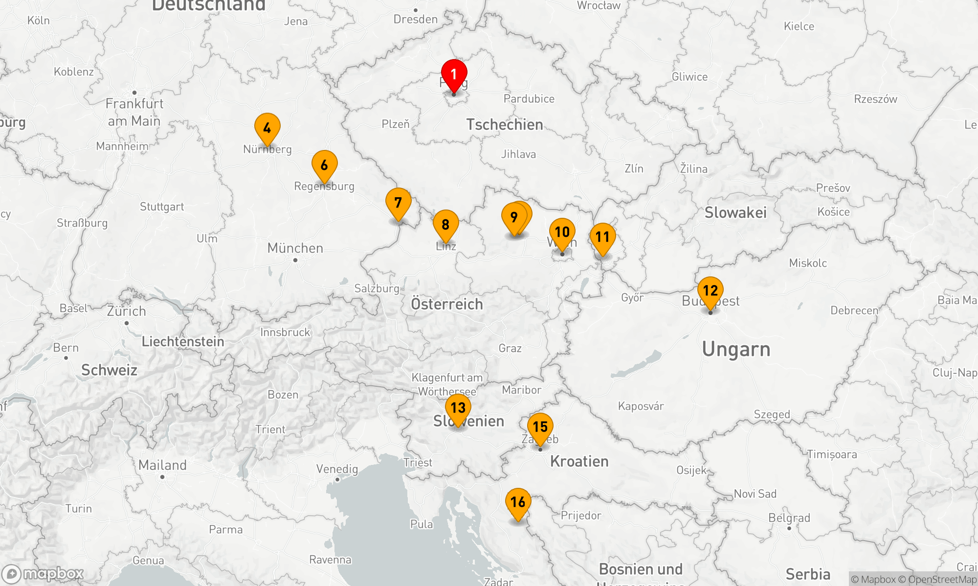 Route 16 Nächte - Danube in Depth mit Prag,  Ljubljana & Zagreb
