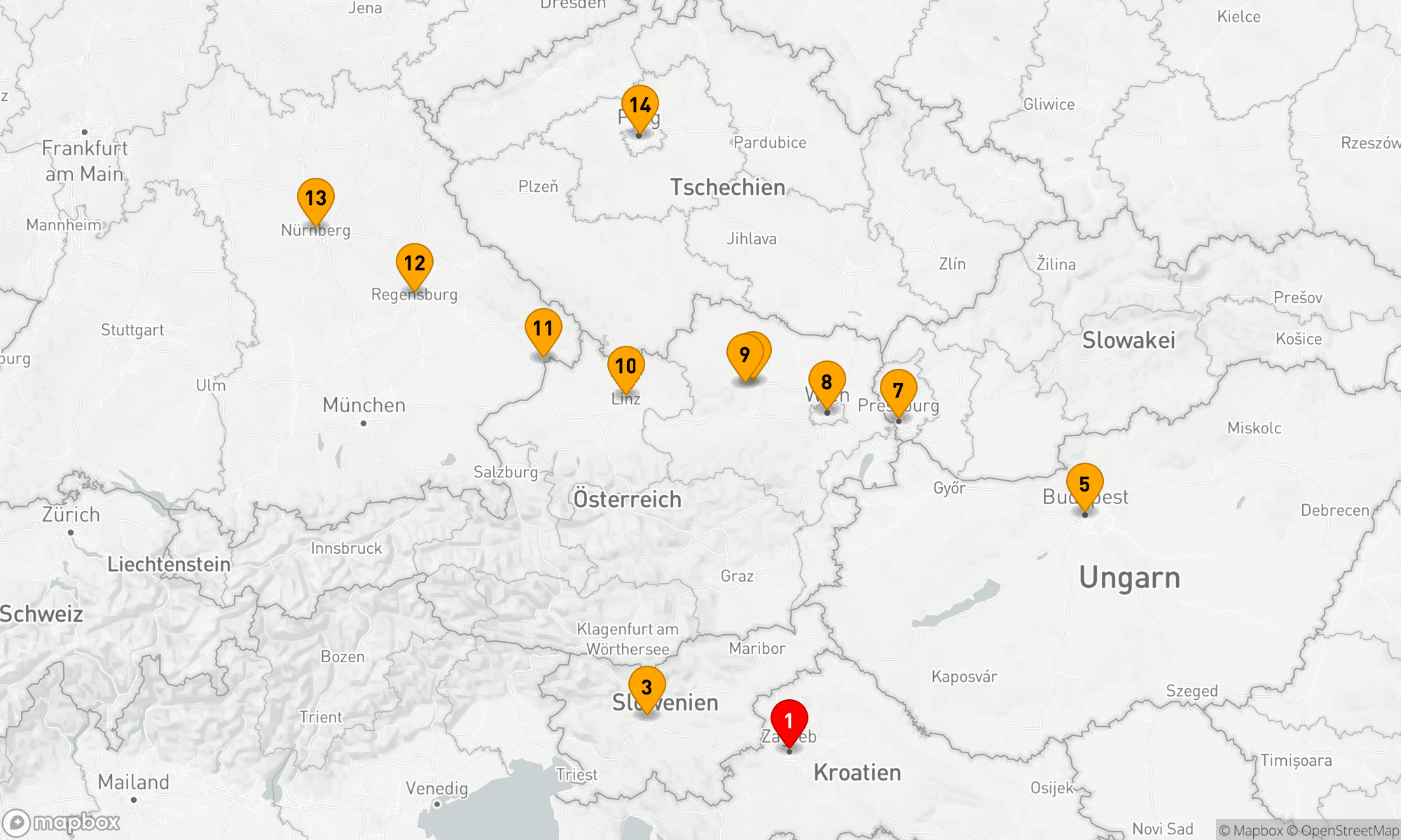 Route 16 Nächte - Danube in Depth mit Prag,  Ljubljana & Zagreb
