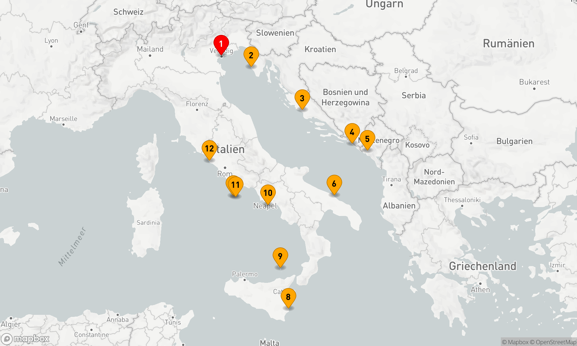 Route 11 Nächte - Italien,  Montenegro und Kroatien