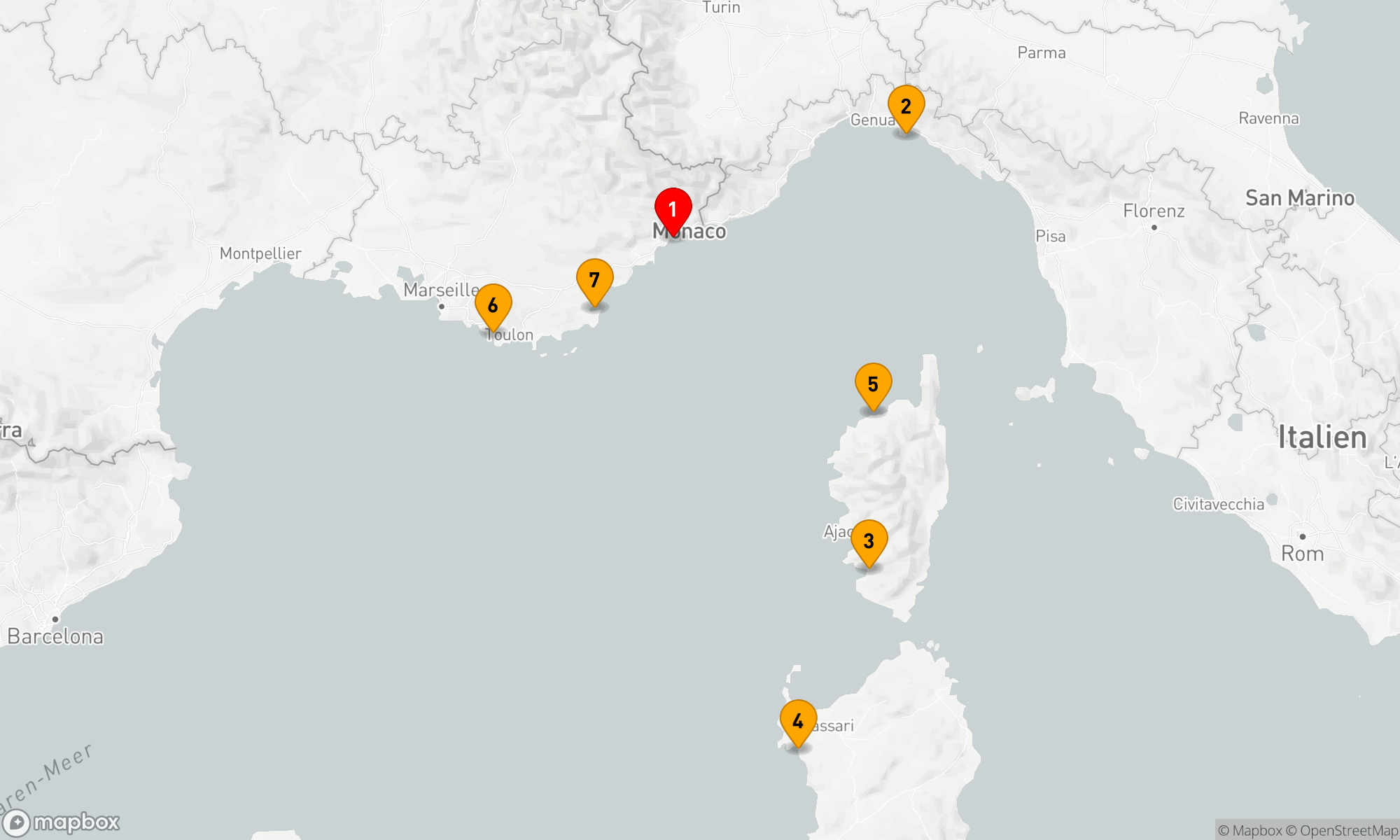 Route 7 Nächte - Korsika & Französische Riviera