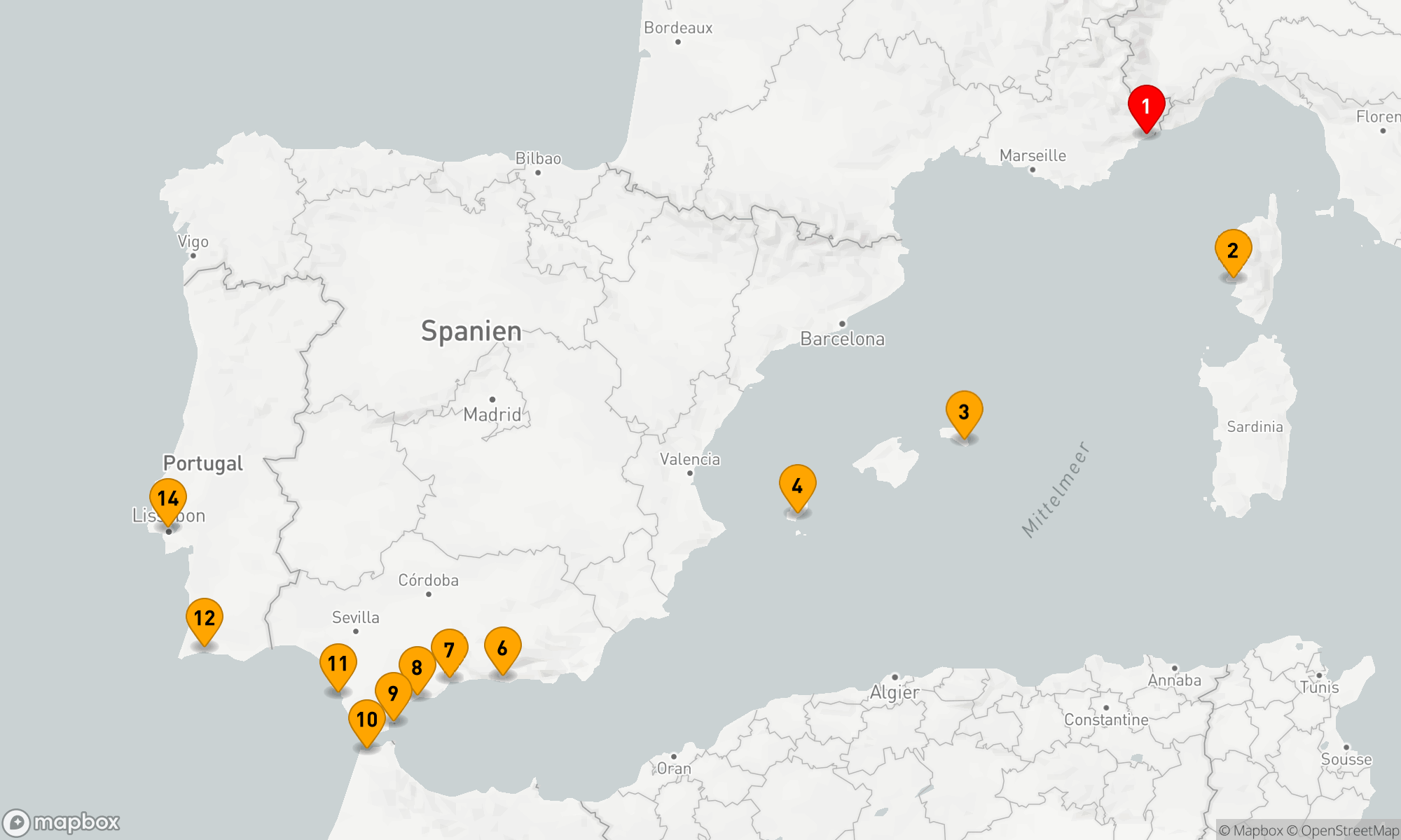 Route 13 Nächte - Spanien,  Marokko und Portugal