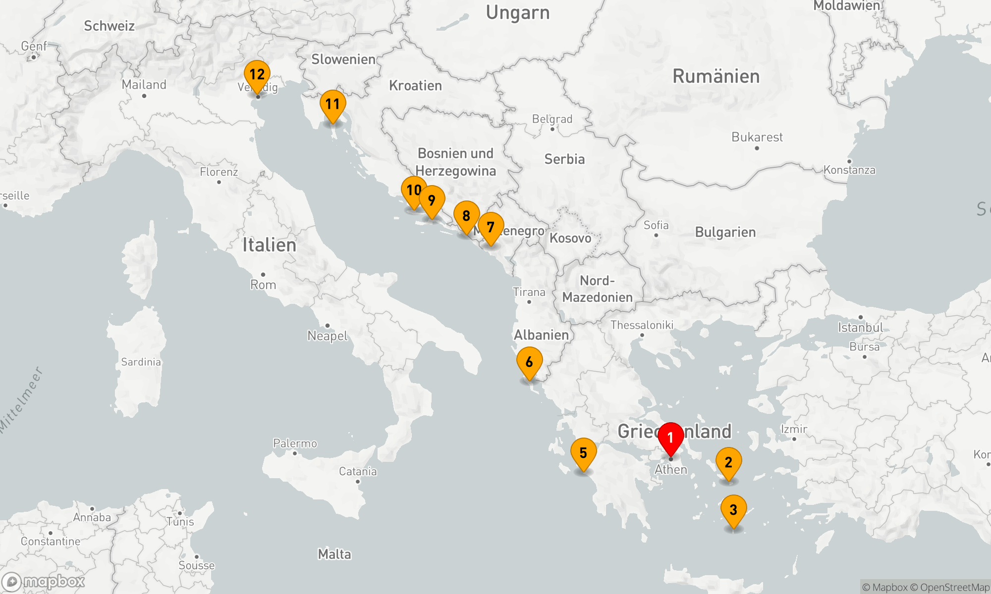 Route 11 Nächte - Griechenland,  Montenegro und Kroatien