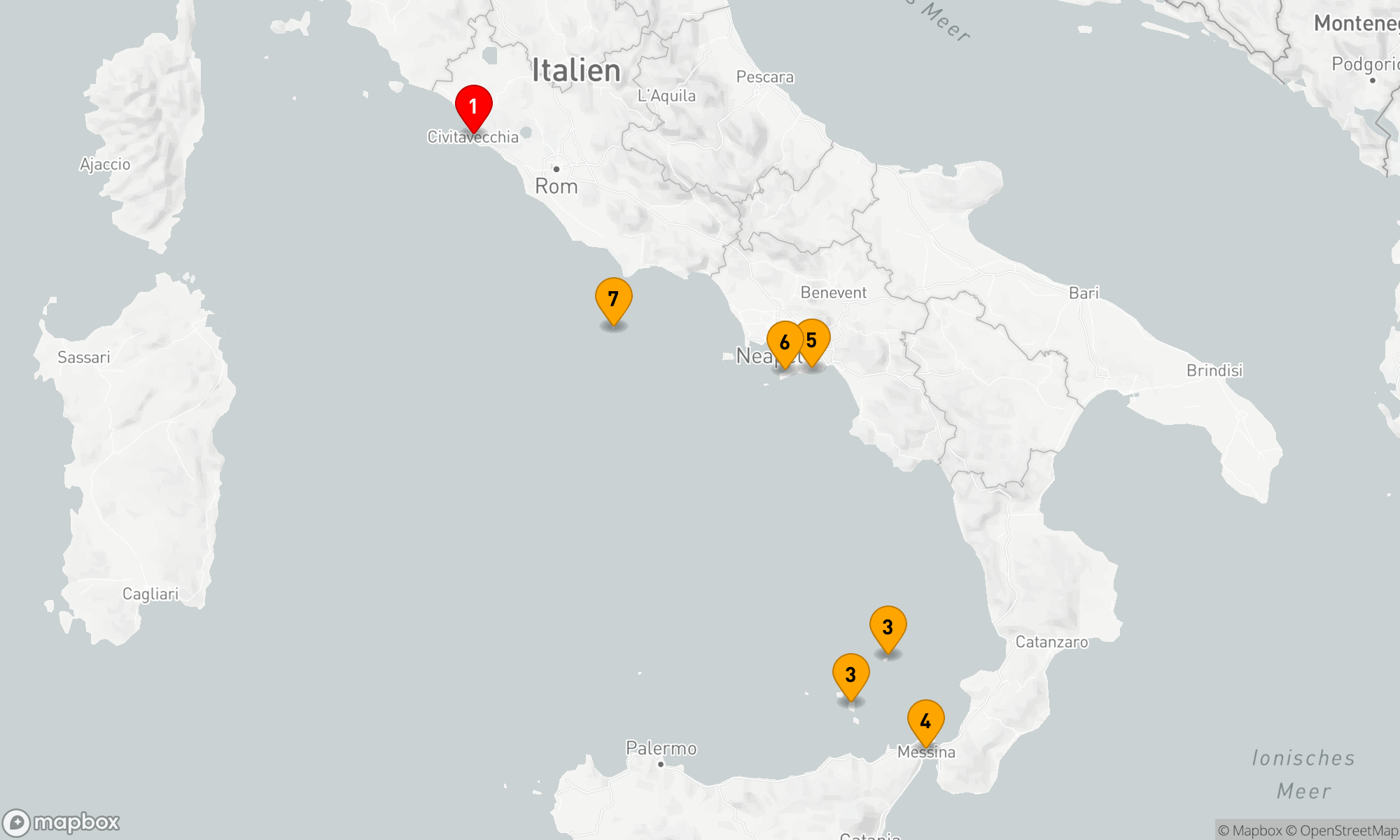 Route 7 Nächte - Amalfi & Sizilien