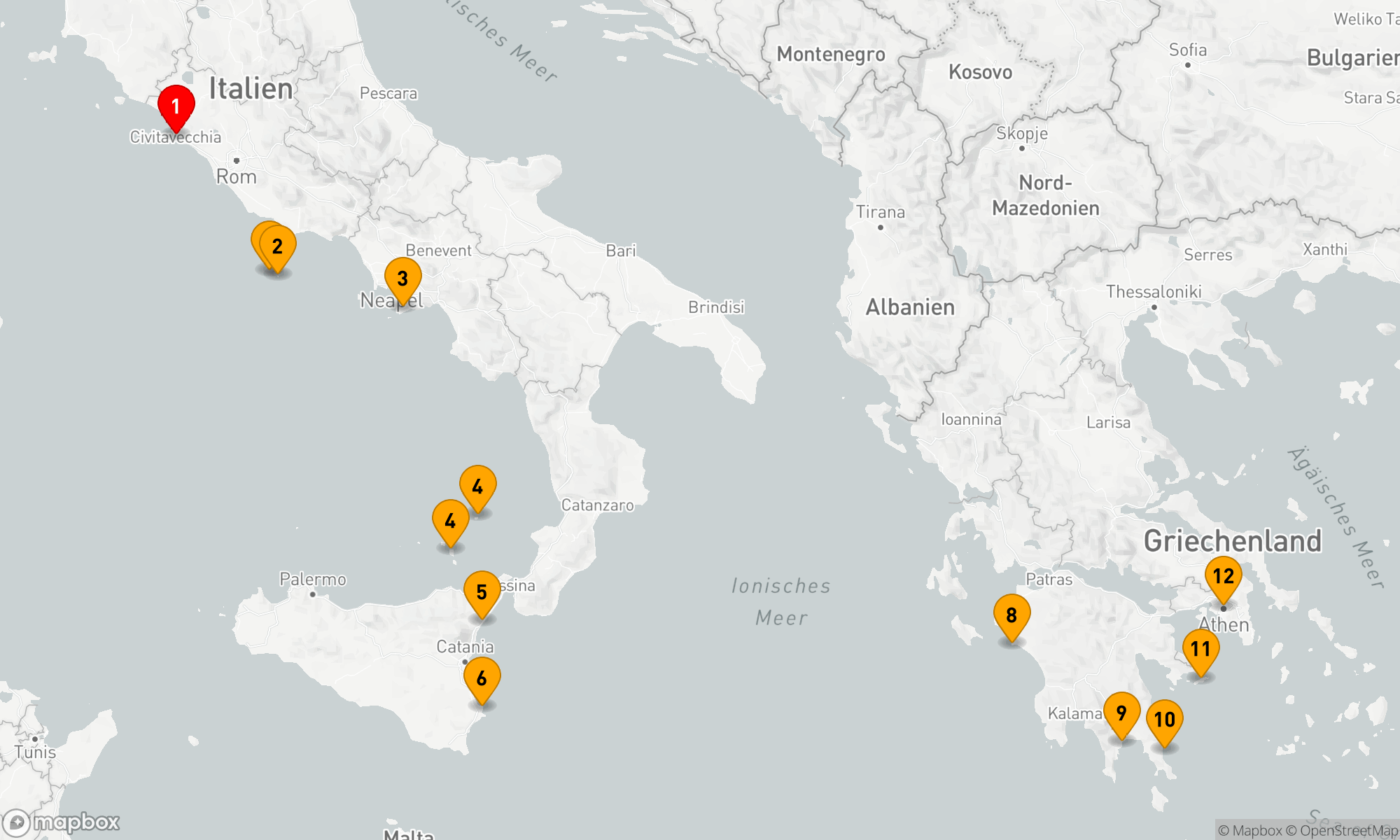 Route 11 Nächte - Rom nach Athen