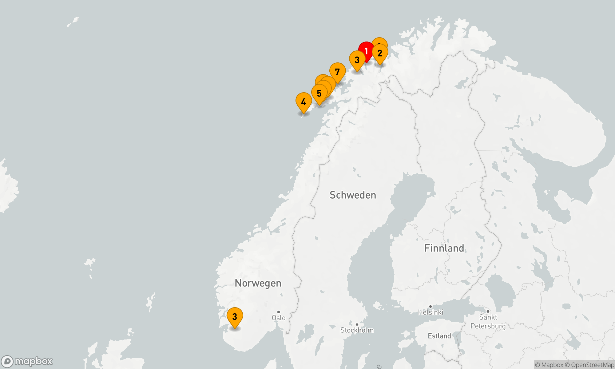 Route 7 Nächte - Ultimatives Norwegen - Arktis-Expedition unter den Nordlichtern