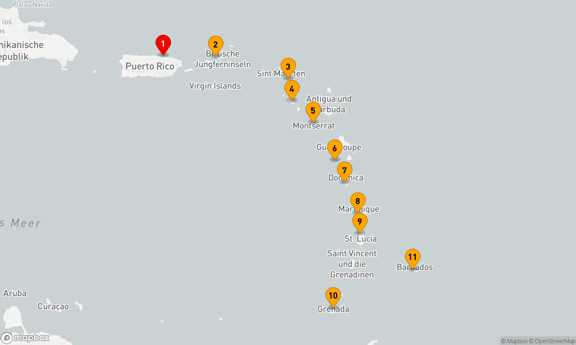 Route 10 Nächte - Karibische Inselzauber-Kreuzfahrt
