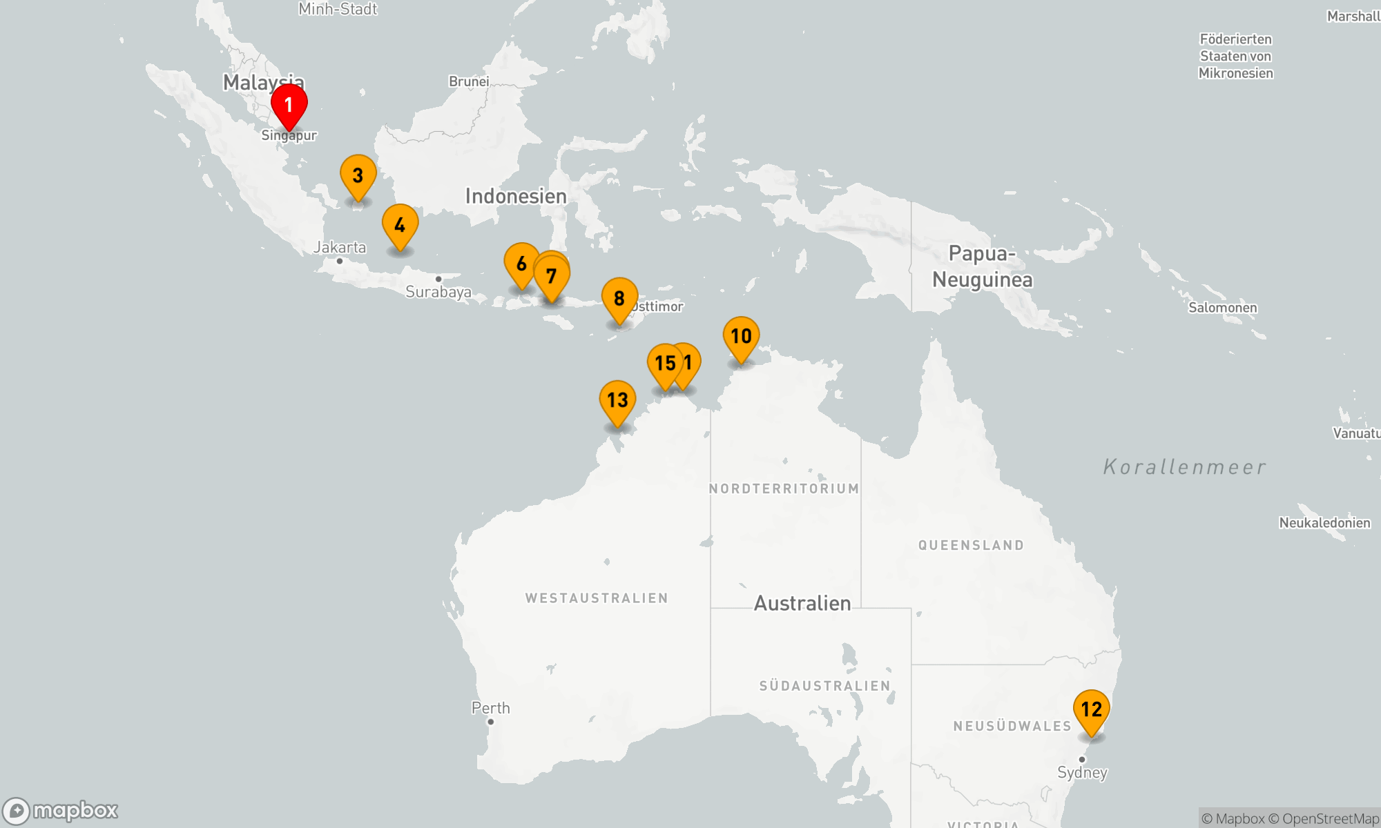 Route 16 Nächte - Von Singapur zu den Wilden Küsten Australiens