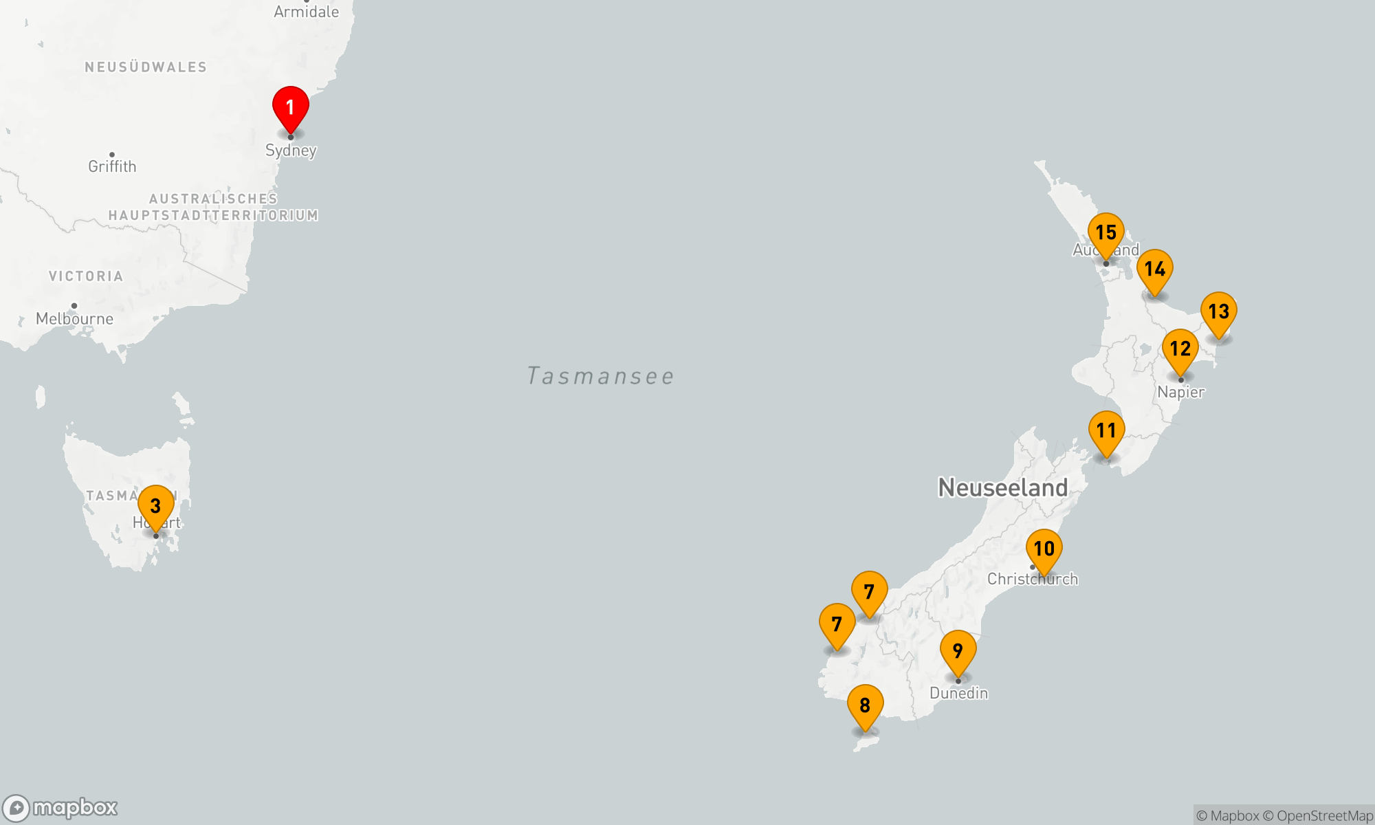 Route 14 Nächte - Pazifische Küstenzauber: Von Sydney nach Auckland