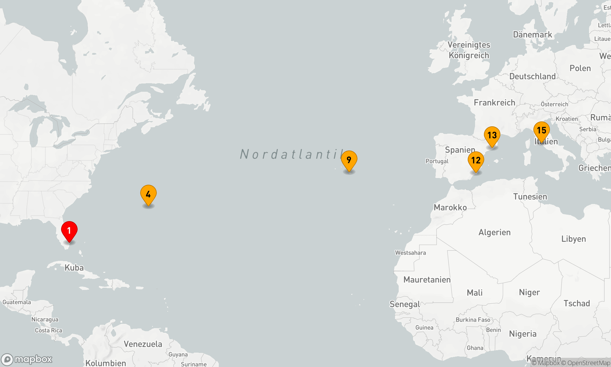 Route 14 Nächte - SPANIEN & BERMUDA TRANSATLANTIK