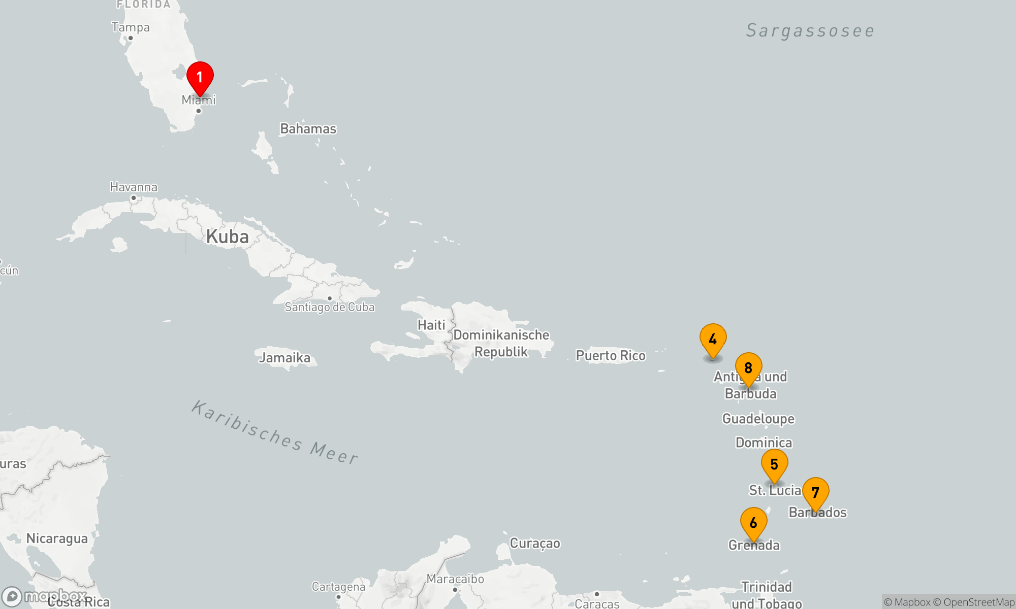 Route 10 Nächte - ULTIMATIVE SÜDLICHE KARIBIK