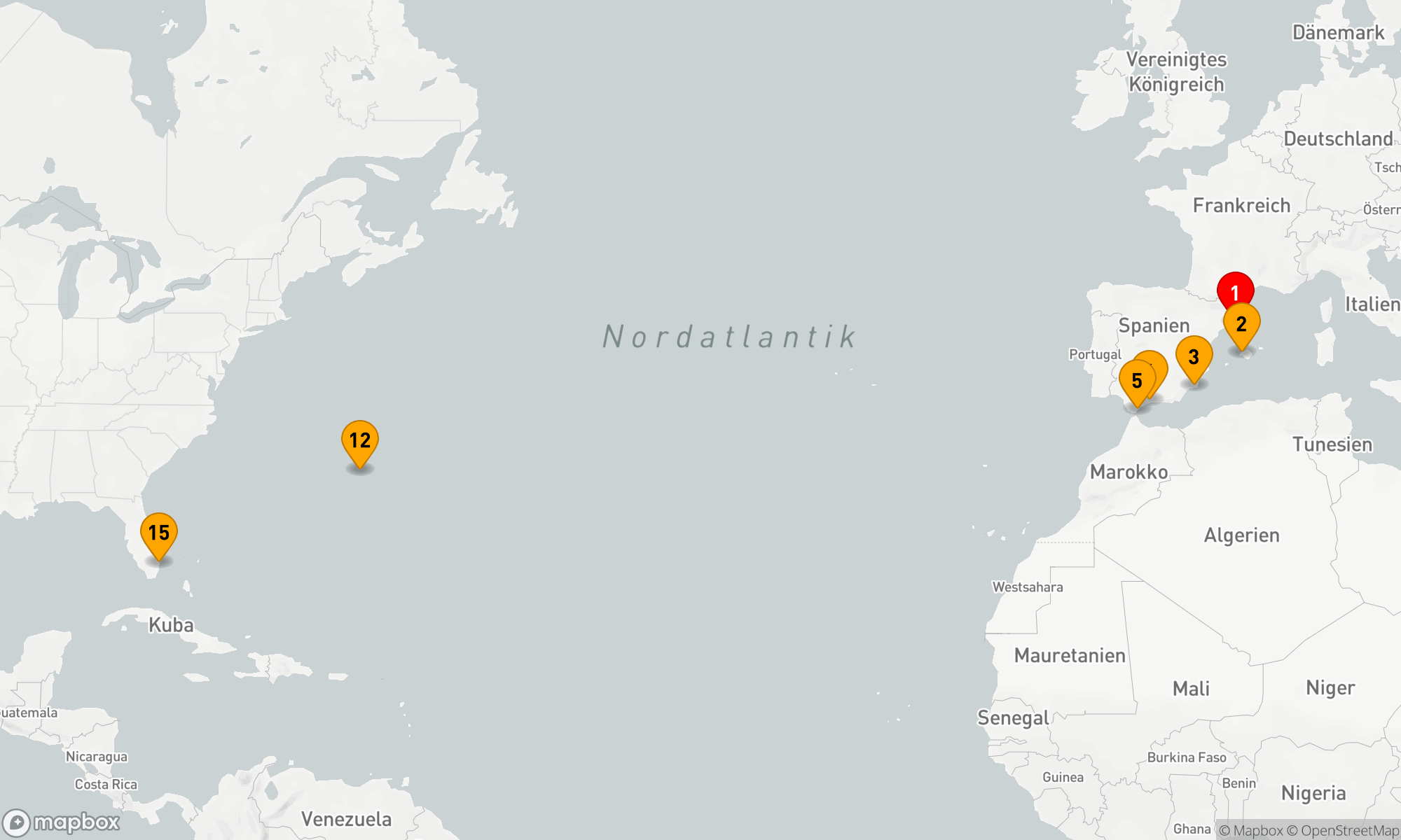 Route 14 Nächte - SPANIEN & BERMUDA TRANSATLANTIK