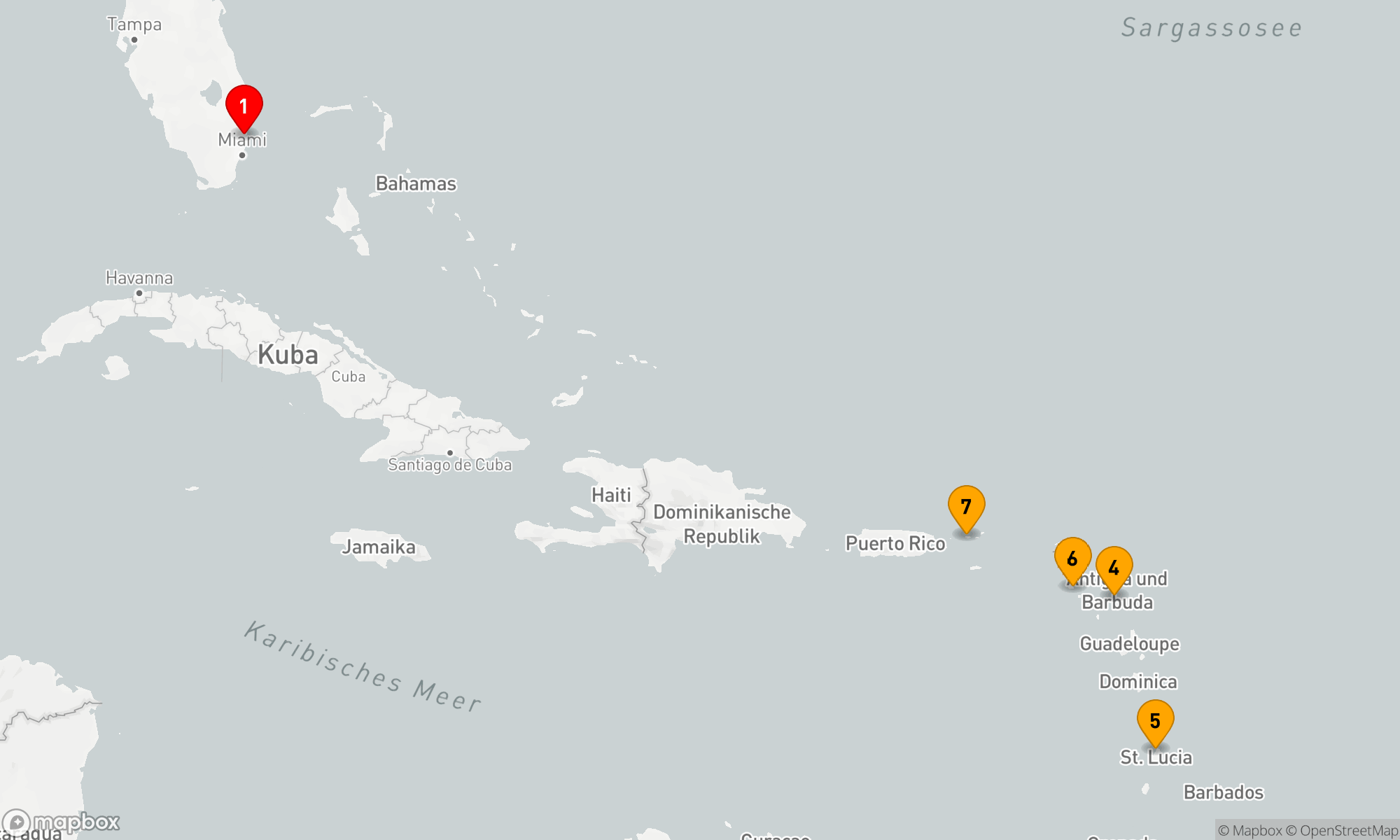 Route 9 Nächte - ST. LUCIA,  ST. KITTS & ST. THOMAS