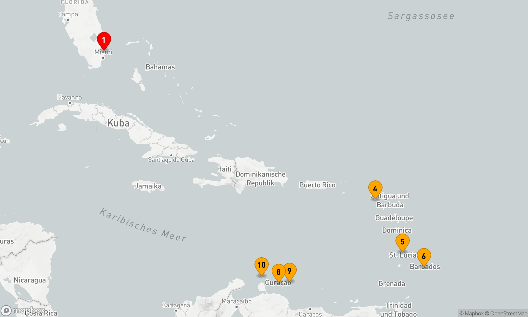 Route 12 Nächte - ULTIMATIVE SÜDLICHE KARIBIK