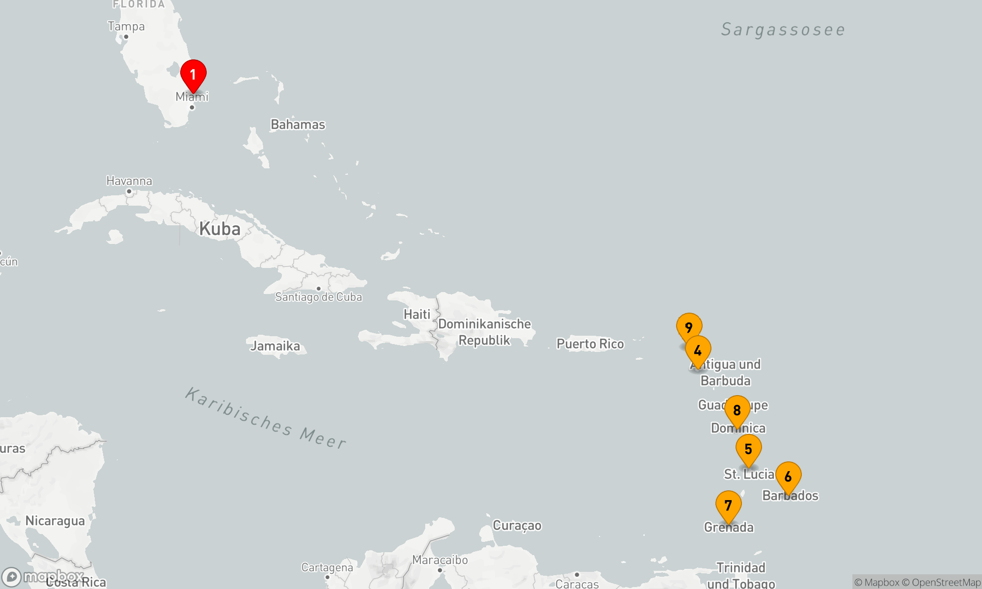 Route 11 Nächte - ULTIMATIVE SÜDLICHE KARIBIK
