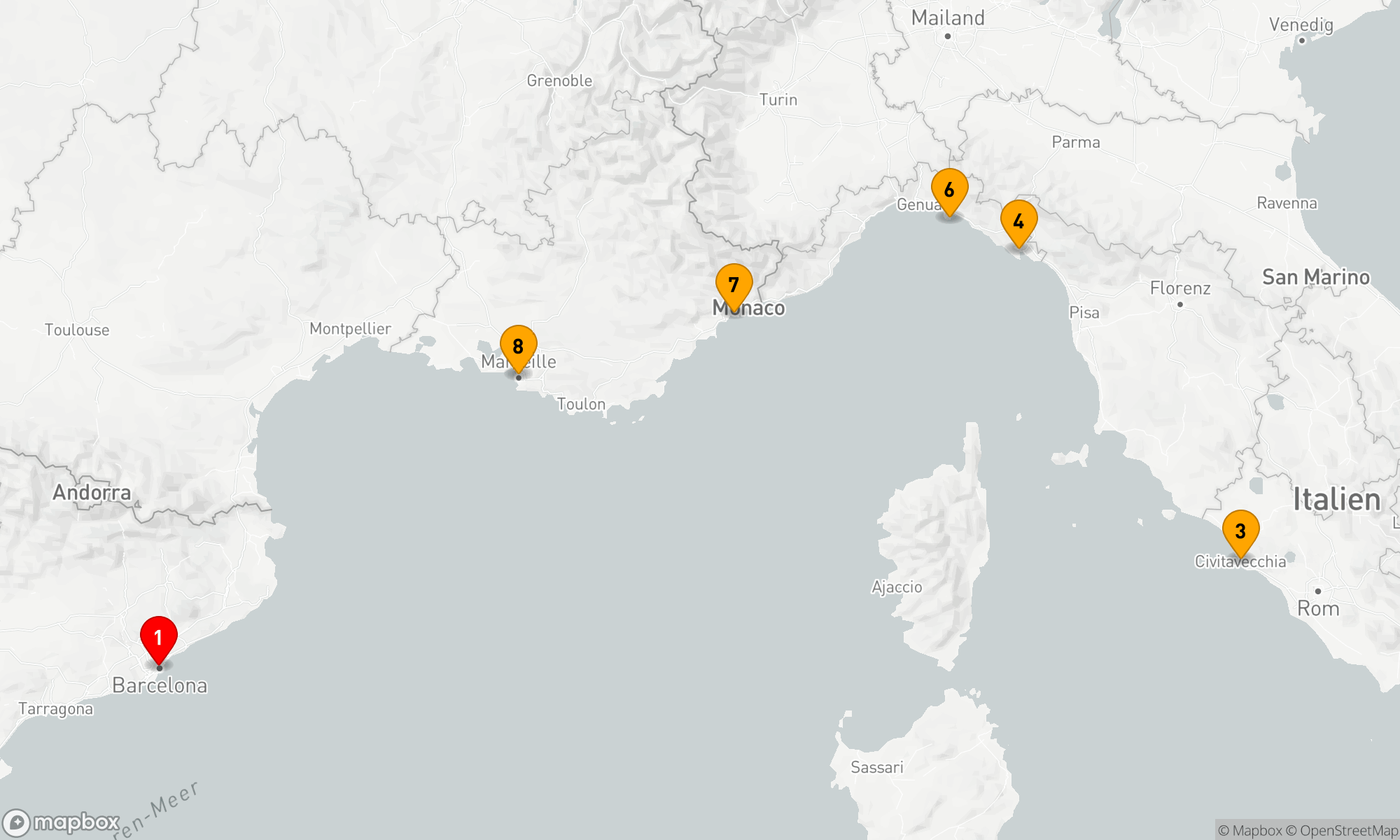 Route 9 Nächte - ITALIENISCHE RIVIERA & FRANKREICH